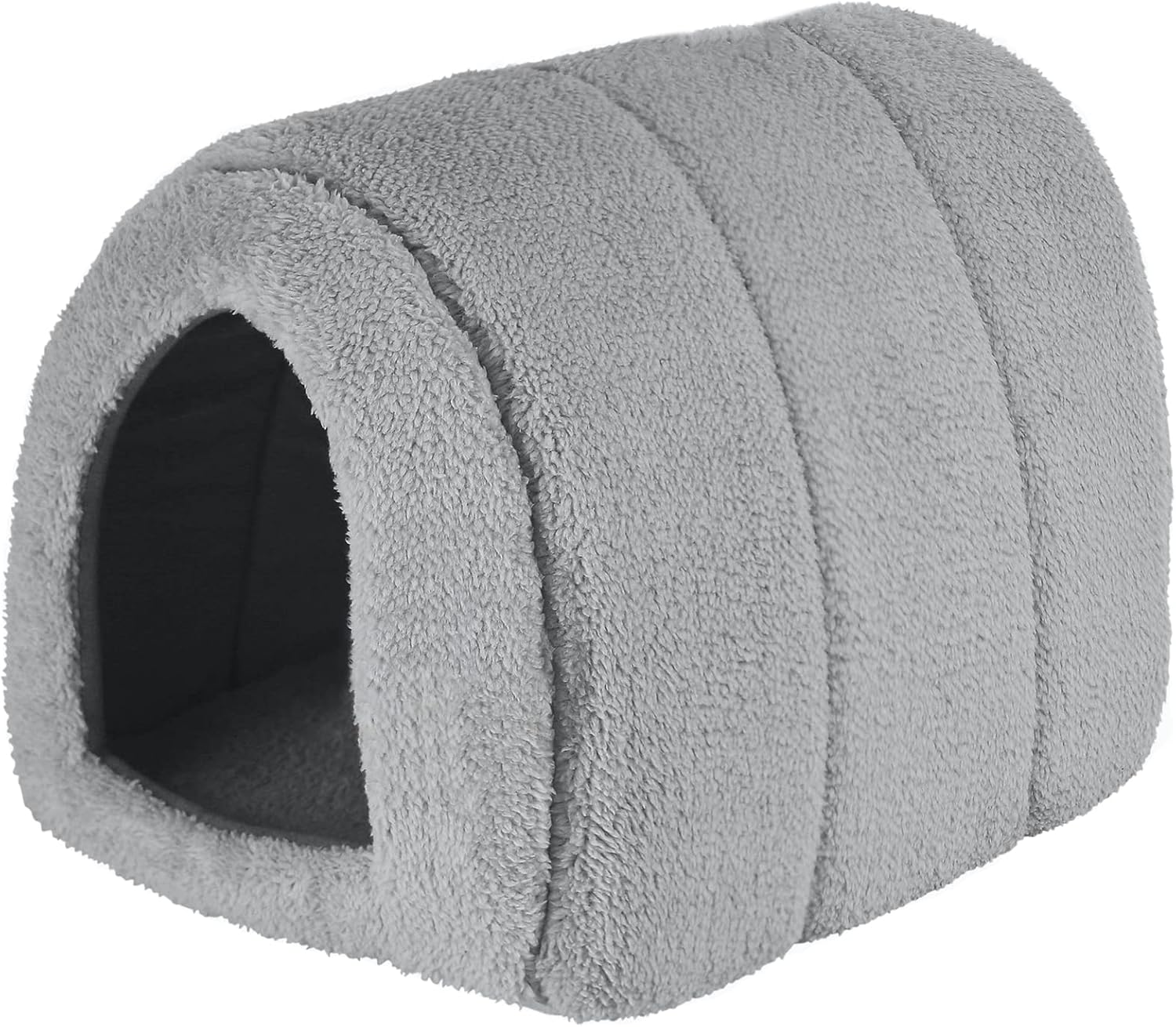 Me and My Pet Soft Fluffy Grey Fleece Igloo Bed for Cat or Kitten or