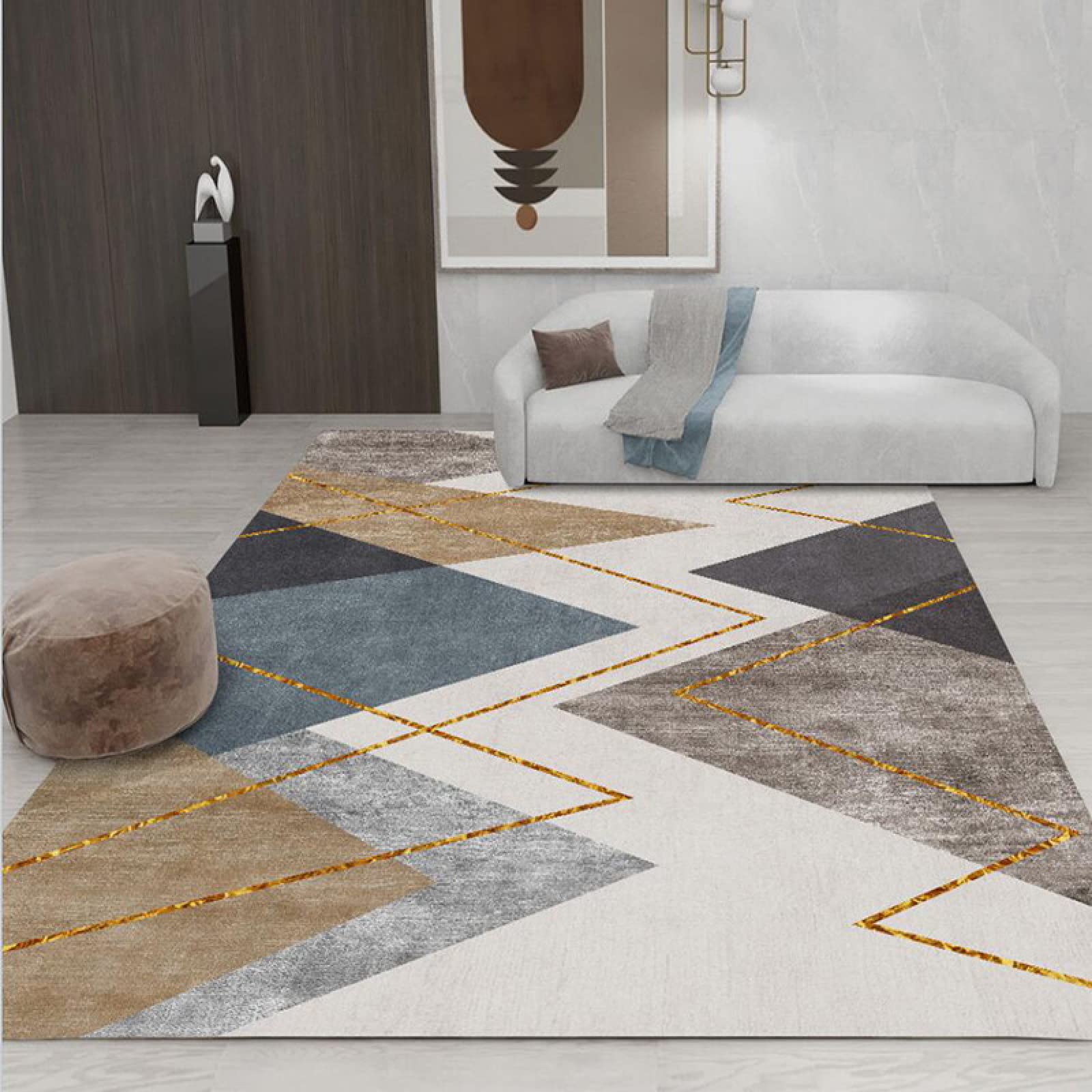 Tappeto A Pelo Corto Tappeto Camera Triangolo geometrico moderno astratto alla moda per la camera da letto e la decorazione della casa—180 * 280cm