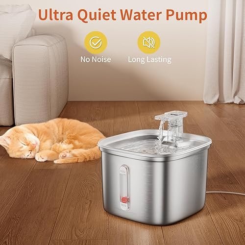 Miniatura 4 de Fuente de agua para gatos, fuentes automáticas para gatos de 2.2 L para beber con efluente de cascada, dispensador de beber para mascotas súper