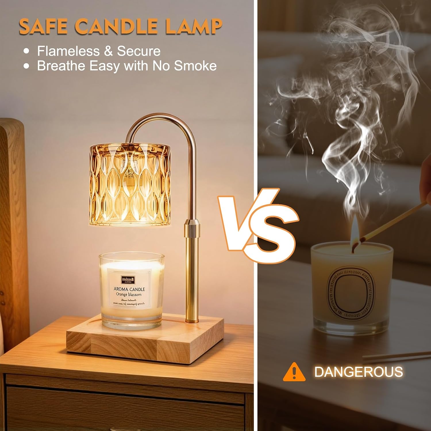 Candle Warmer Lamp, Candle Warmer Light with Timer & Dimmer, Candle Warmer Lamp Adjustable Height, Compatible with Jar Scented Candles, Candle Warming Lamp with 3 Bulbs for Home Decor