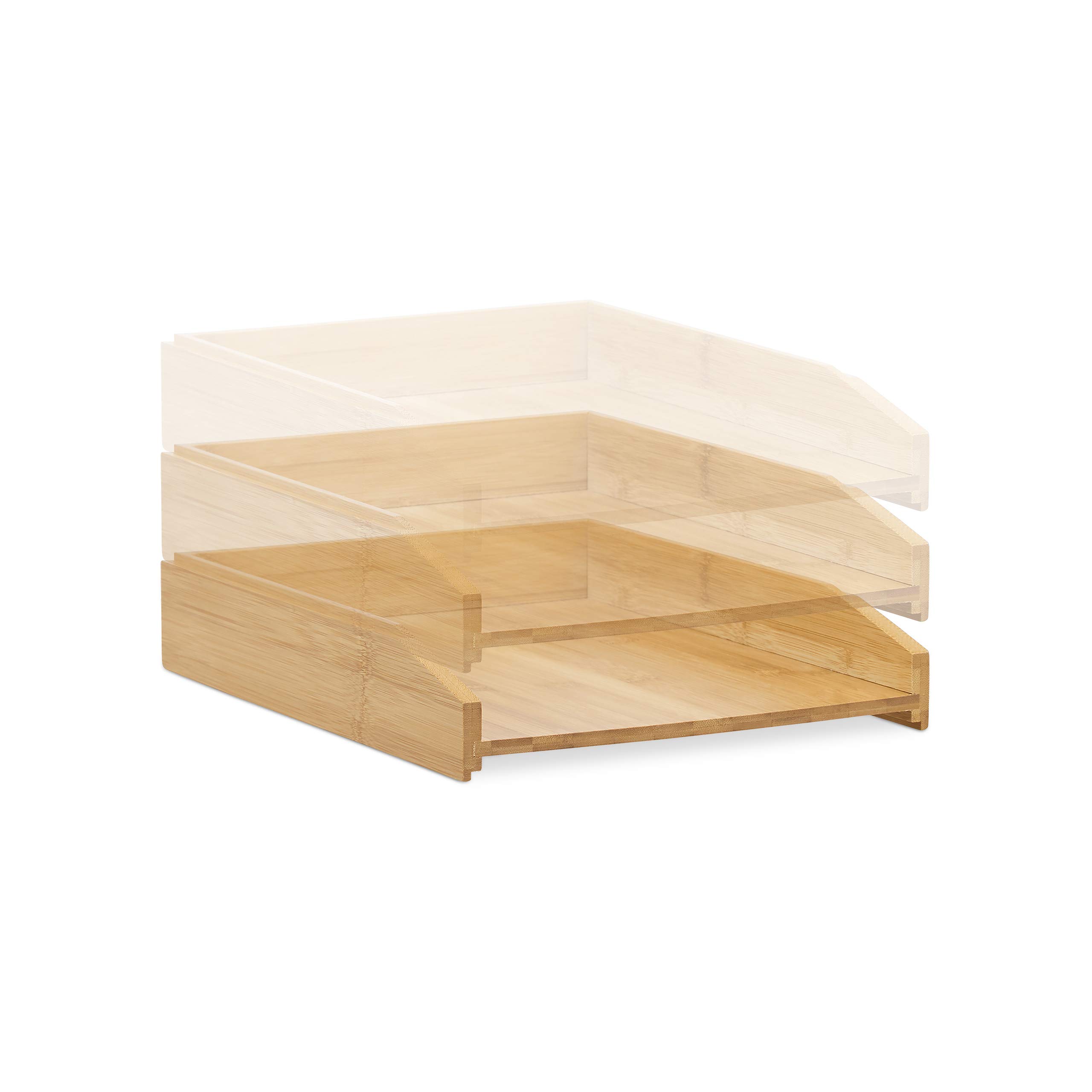 8x Vaschetta Porta-Documenti Ufficio, A4, Porta-Corrispondenza, Portalettere, Bambù, 6x25x33 cm, Marrone Chiaro