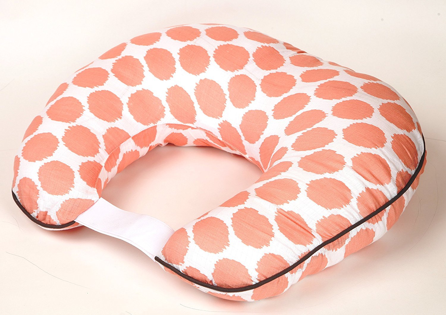 Bacati Ikat Dots Muslin Fabric Hugster Nursing Pillow with Insert OR Nursing Pillow Cover Only (Nursing Pillow with Insert, Coral)