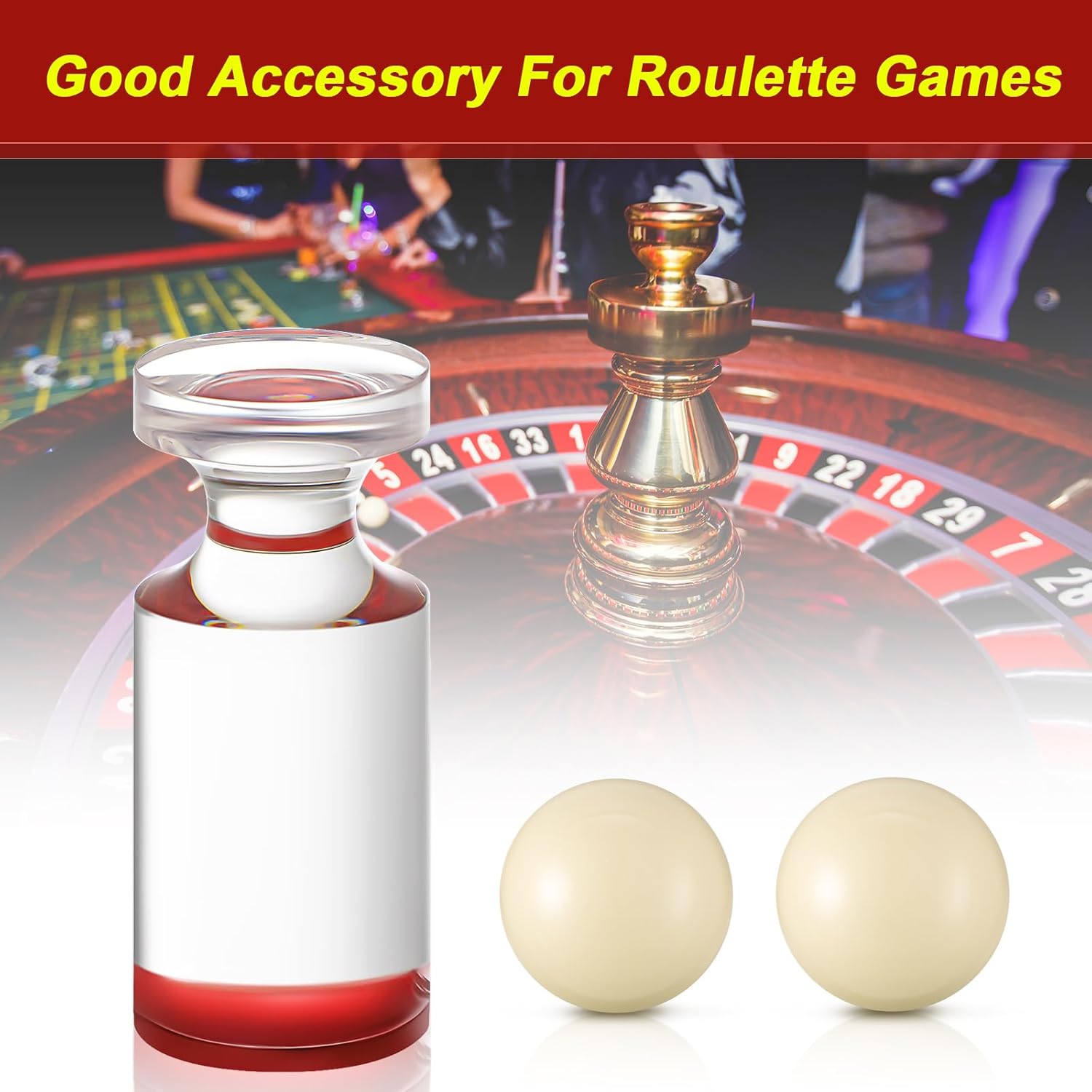 Roulette Win Marker and 2 Pcs 15 mm Roulette Balls Acrylic Accessories Wheel Table Game Set