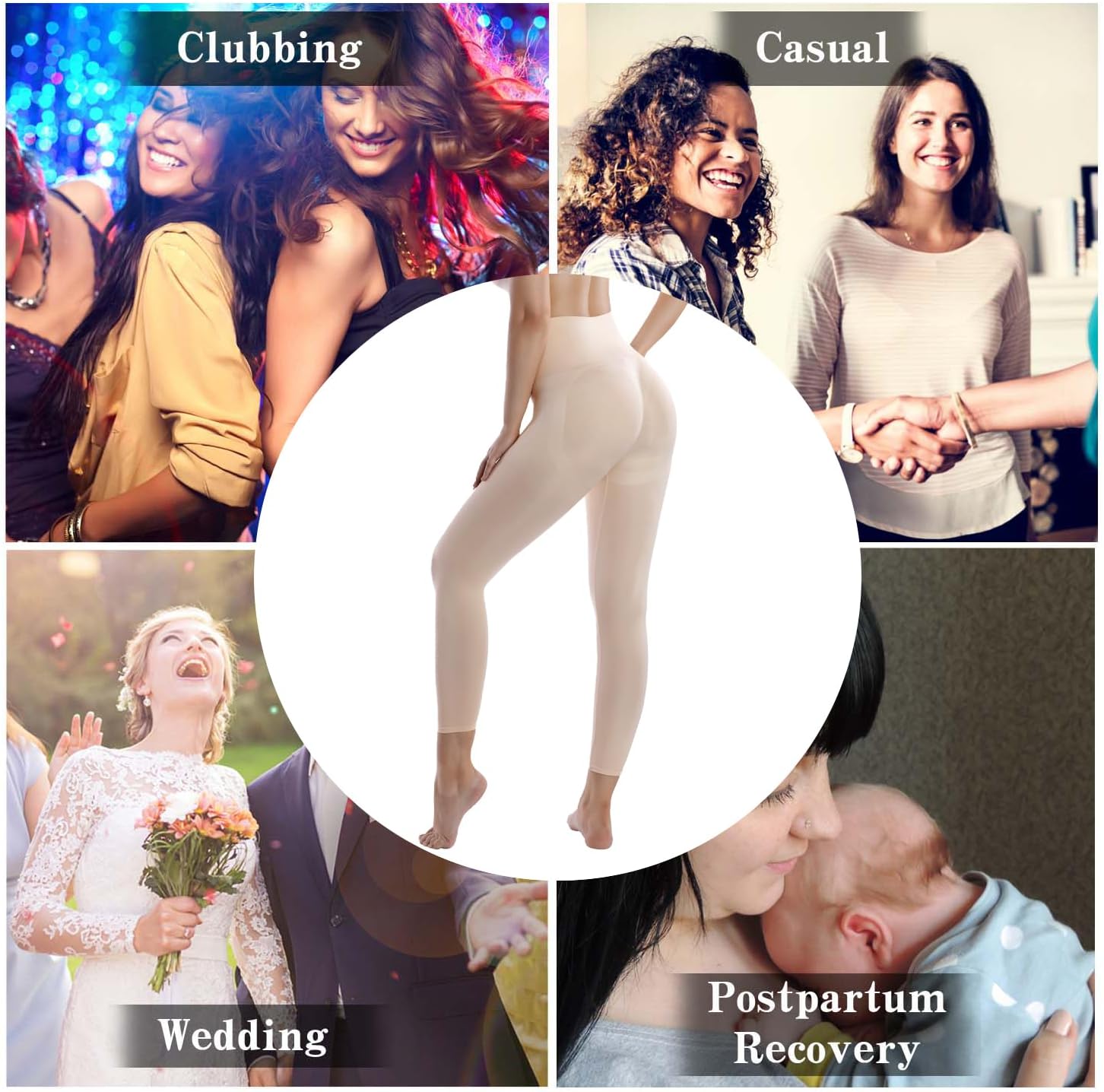 +MD Shapewear for Women Tummy Control Seamless High Waisted Light Compression Footless Tights Leggings - Image 5