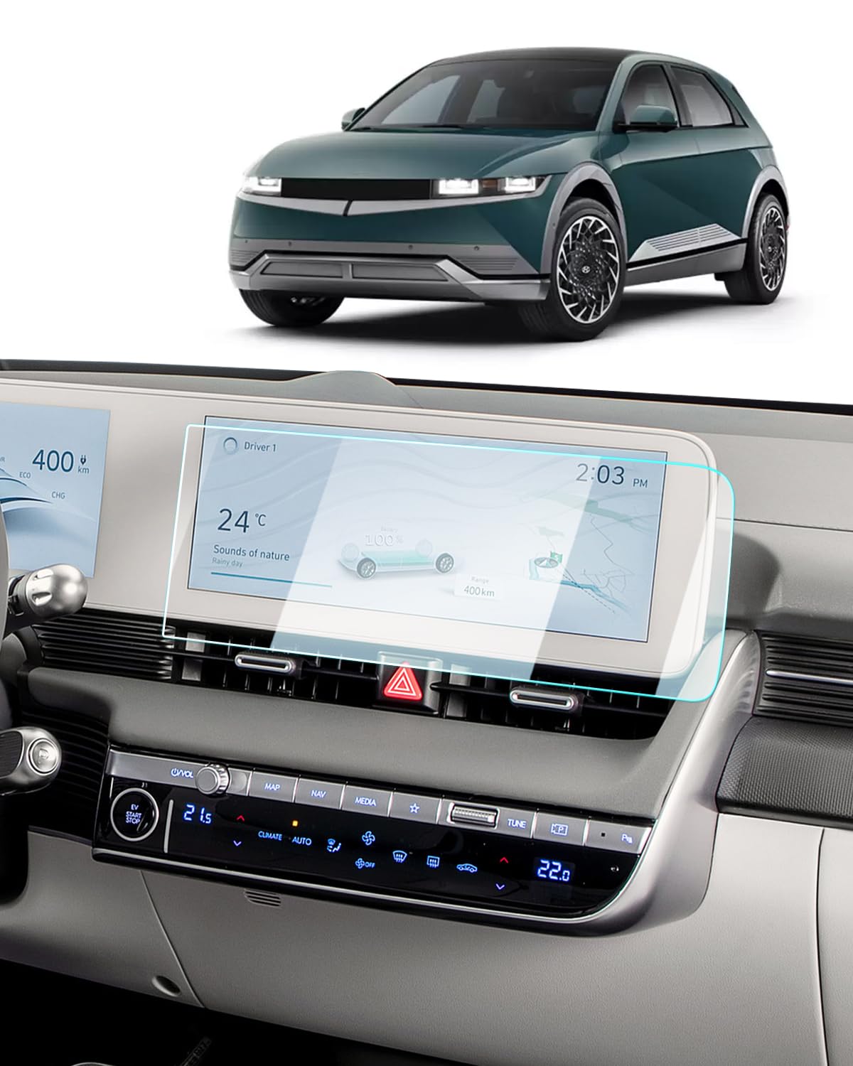 Dla 2025 Hyundai Ioniq 5 ochraniacz ekranu - 2025 2024 2023 2022 Ioniq 5 SE SEL Limited akcesoria 9H szkło hartowane 12,3 cala nawigacja ekran dotykowy odporny na zarysowania zmniejsza odciski palców