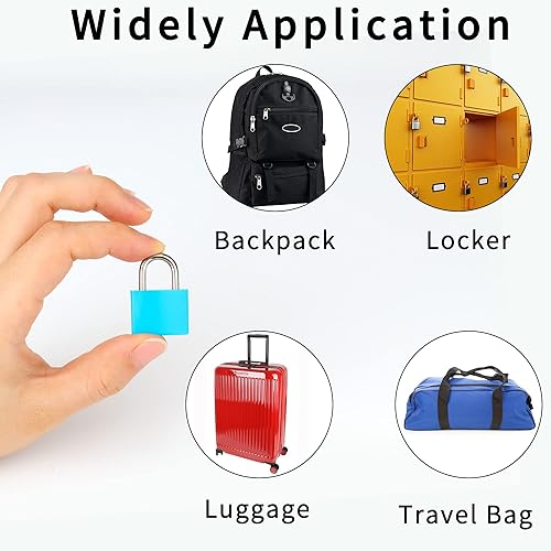 Miniatura 5 de 4 piezas de candados para maleta con llaves de cobre Proteja sus pertenencias con el juego de 4 mini candados multicolores duraderos de Febwind para