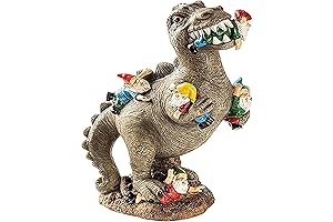 Prehistoric Predator: Trex Devouring Garden Gnomes