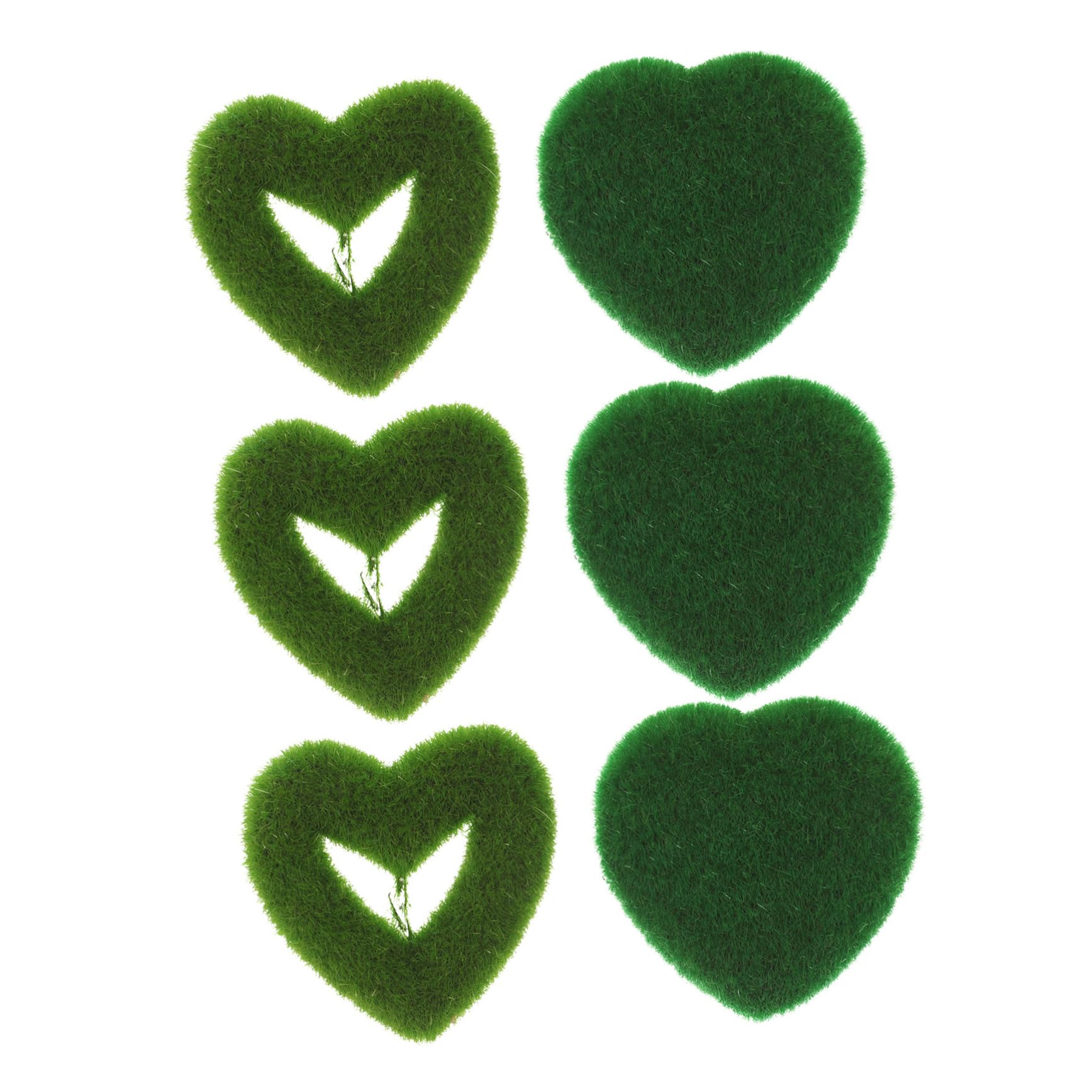 AUTSUPPL Heart Shaped Moss Bonsai Ornaments 6pcs Dried Moss Bonsai for Garden Wedding Decor