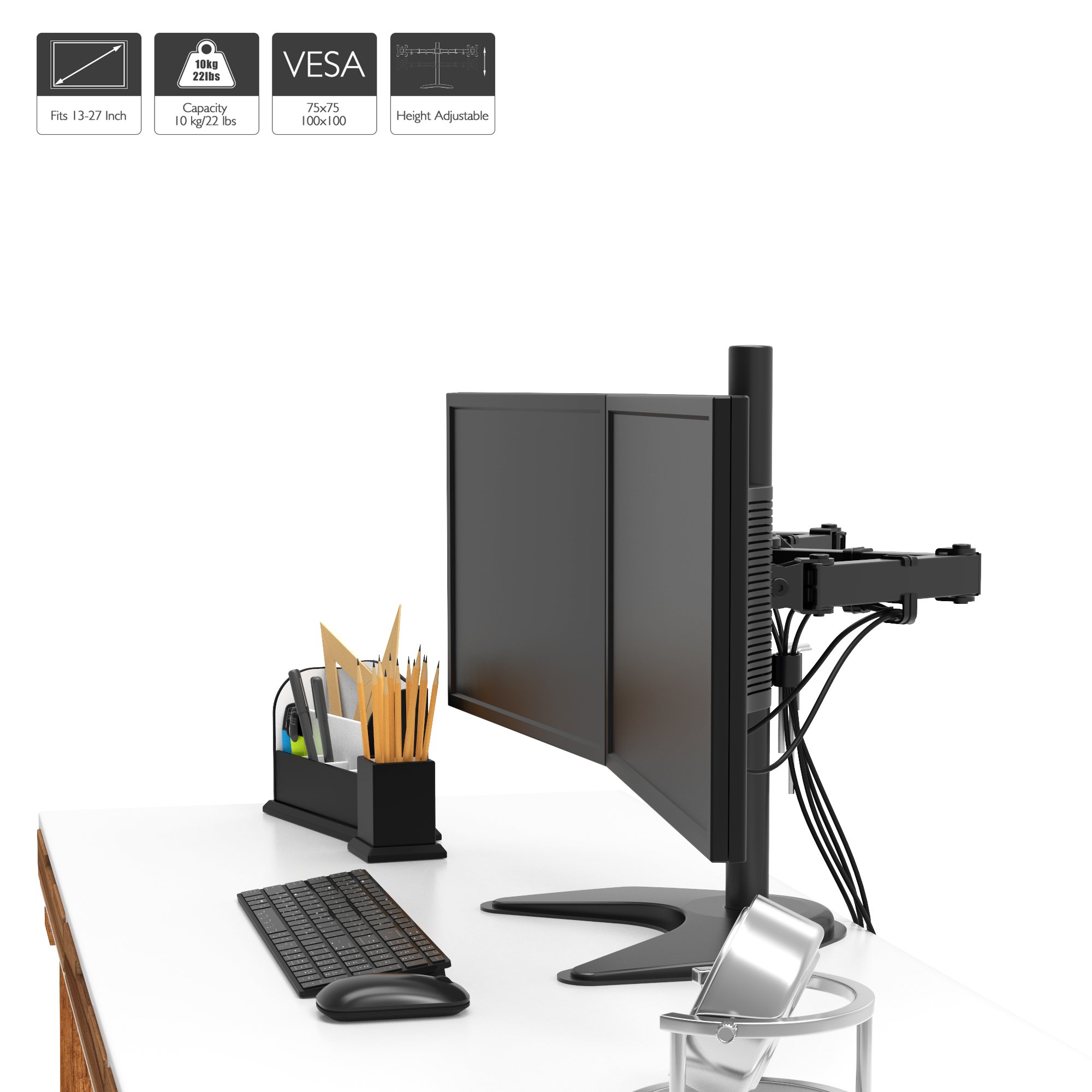 BONTEC Double Twin Arm Desk Mount for 1327 inch LCD LED Monitor