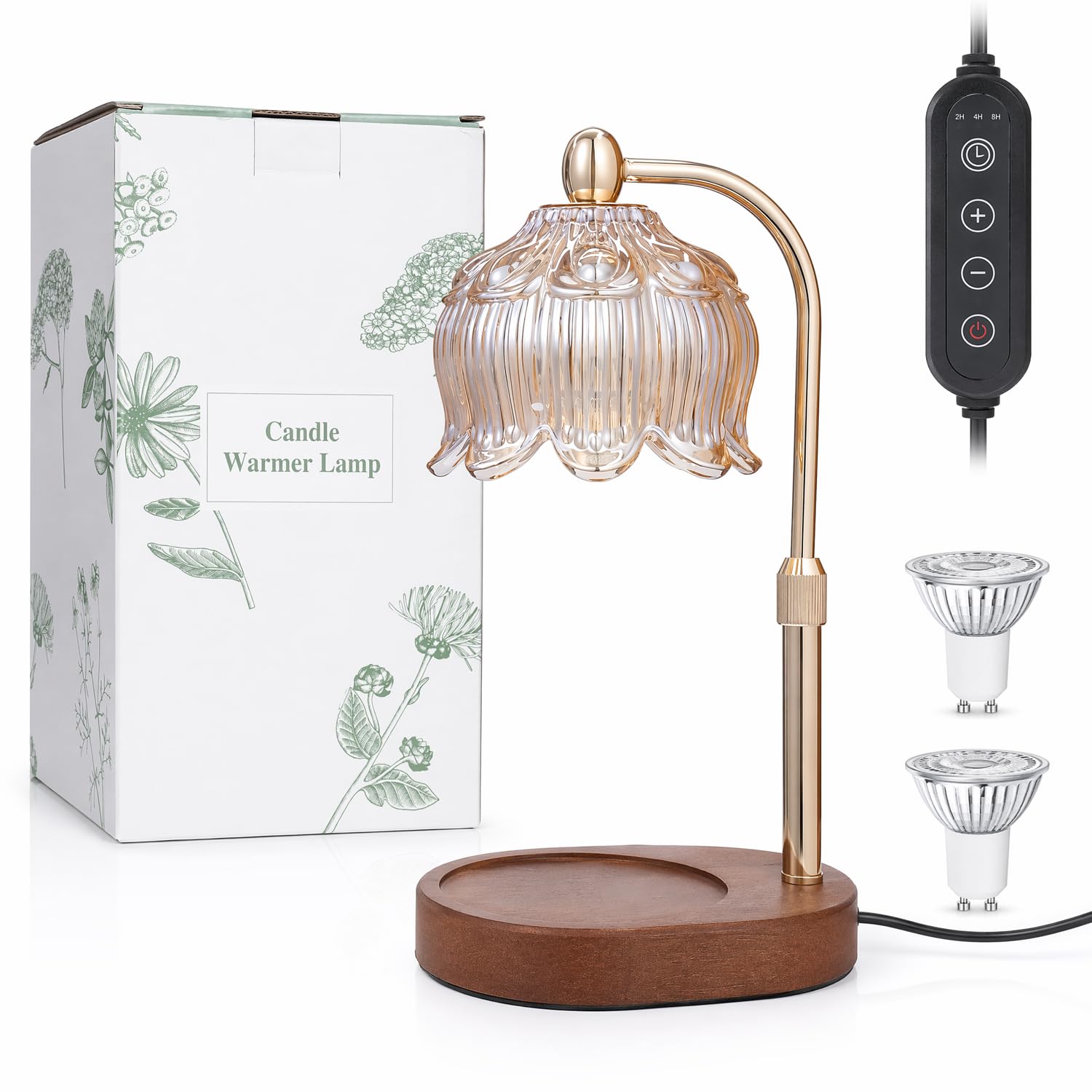 Lámpara calentadora de Velas con Temporizador y regulador de Intensidad: difusor eléctrico de Cera para Velas perfumadas con 2 Bombillas Navidad, cumpleaños y estrenos de casa