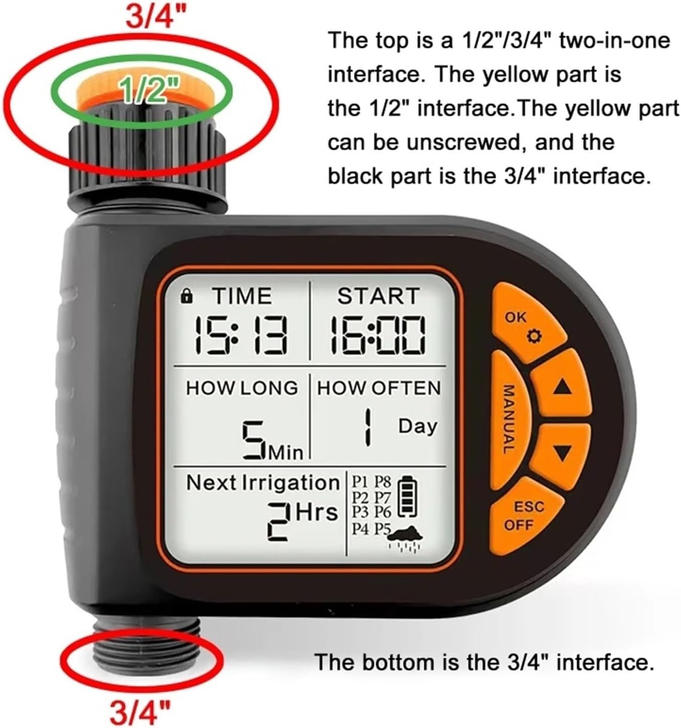 Sm-art Garden Timer Irrigation Set IPX5 Waterproof L-CD Autom-atic Watering Controller Set With Rain Sensor for Farms