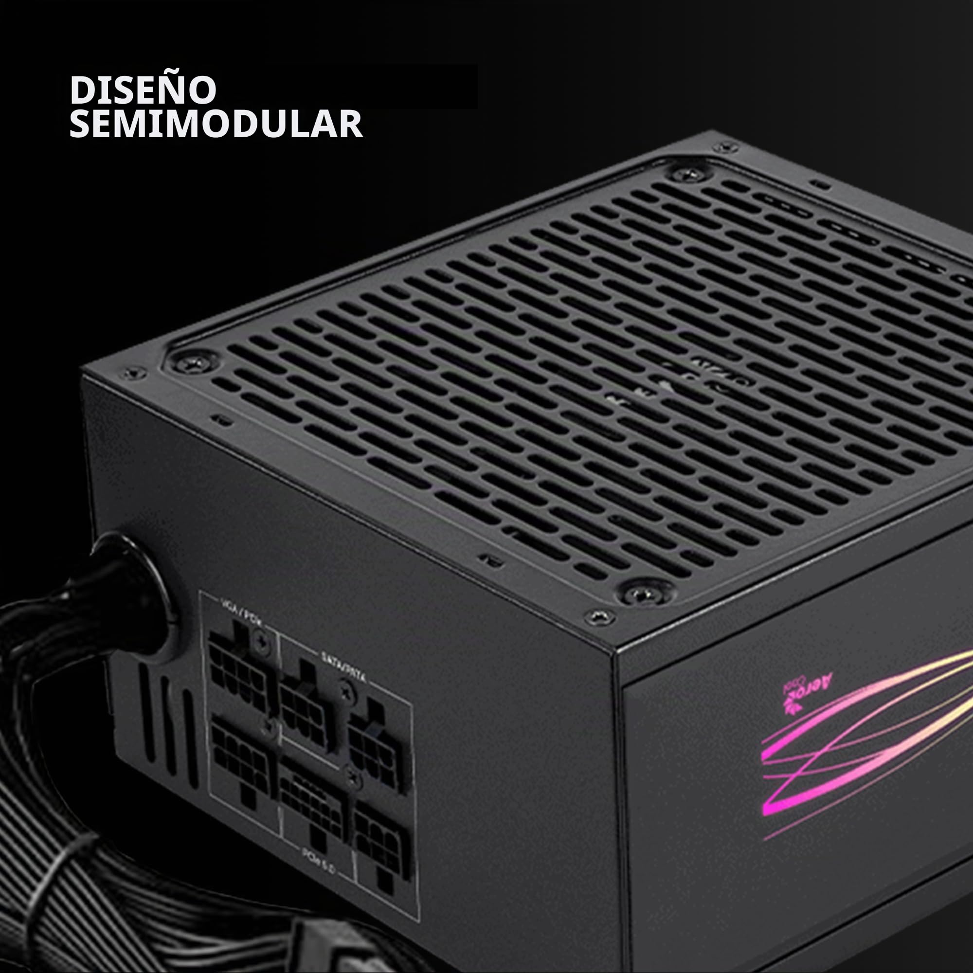 Aerocool LUXPRORGB850M, Fuente Alimentación Semi-Modular RGB 850W, 80Plus Bronze +88%, Condensadores Japoneses, Ventilador APFC 14cm FDB, ATX 3.0 y PCIe 5.0, Compatible ARGB, 5 Años Garantía, Negro