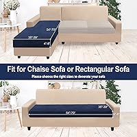 Vista 5 de NAISI Funda para Sofá Seccional de 1 Pieza de Terciopelo Separada para Chaise Lounge Fundas Suaves Elásticas para Sofá para Chaise Seccional Azul