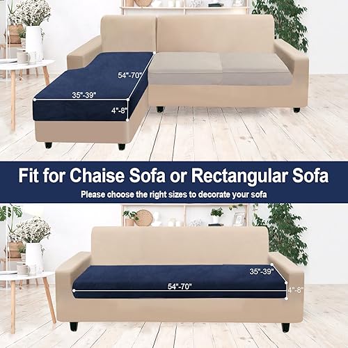Miniatura 5 de NAISI Funda para Sofá Seccional de 1 Pieza de Terciopelo Separada para Chaise Lounge Fundas Suaves Elásticas para Sofá para Chaise Seccional