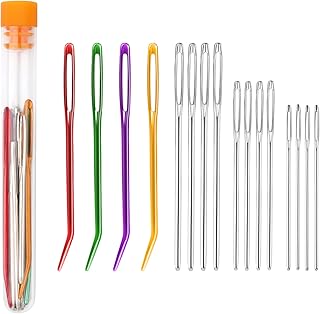 16pcs Large-Eye Blunt Needle, Plastic Bent Tapestry Needle, Stainless Steel Yarn Knitting Needles Sewing Needles Wool Needle Hand Knitting Needle Sewing Knitting Needle for Crochet Projects (2 Styles)