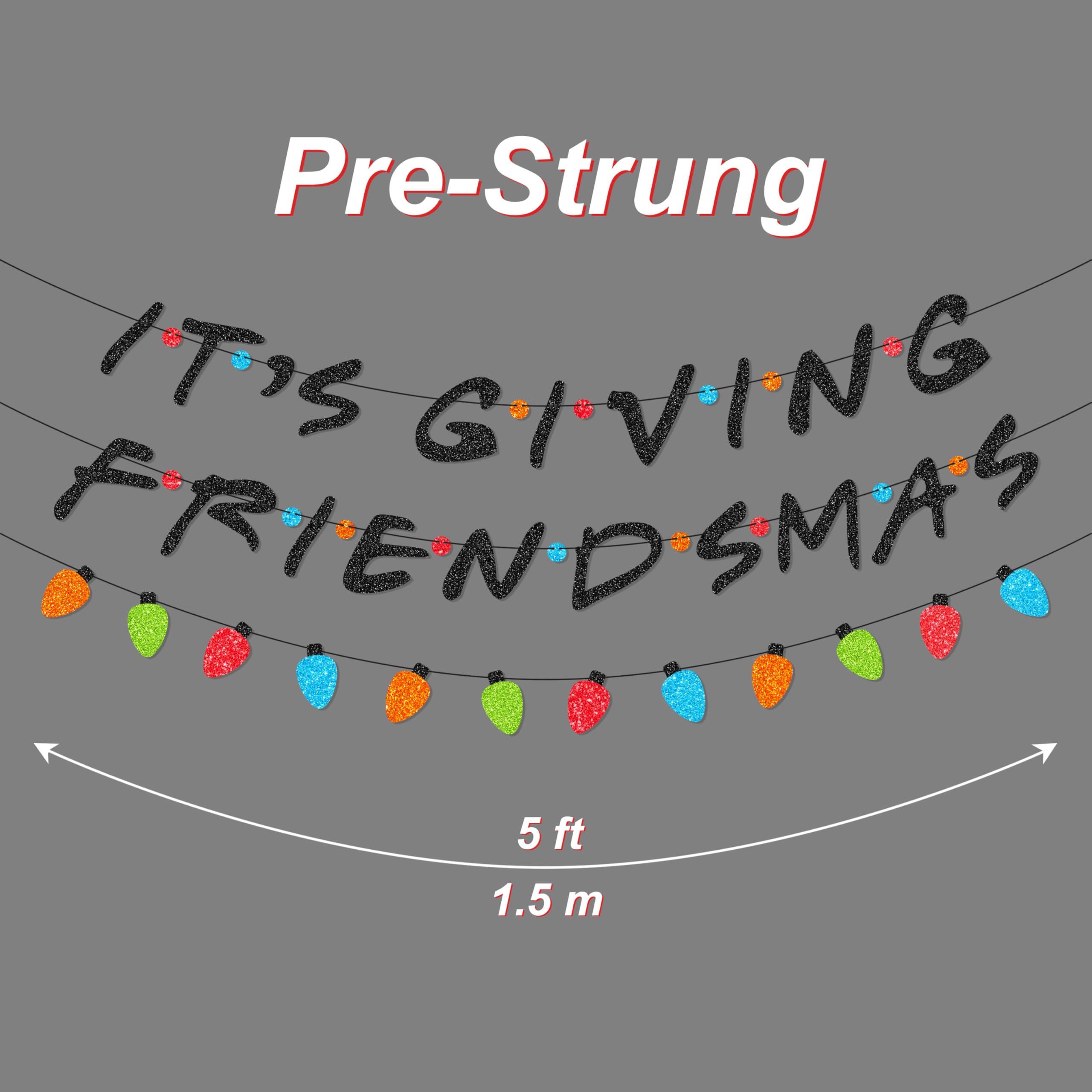 It's Giving Friendsmas Banner para decoración de fiesta de Navidad