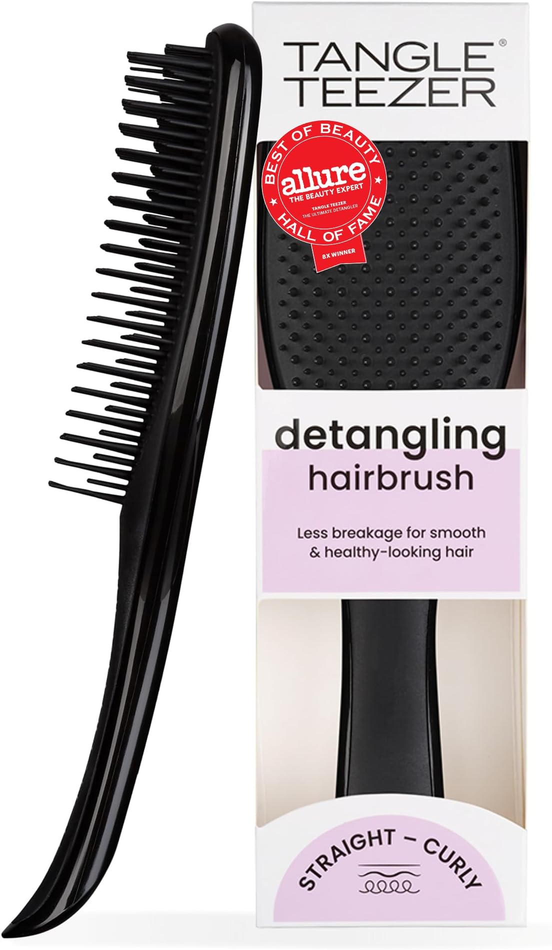 Ultimate Detangler Brush for Wet & Dry Hair, Eliminates Knots & Reduces Breakage for Straight to Wavy Hair Types, Liquorice Black