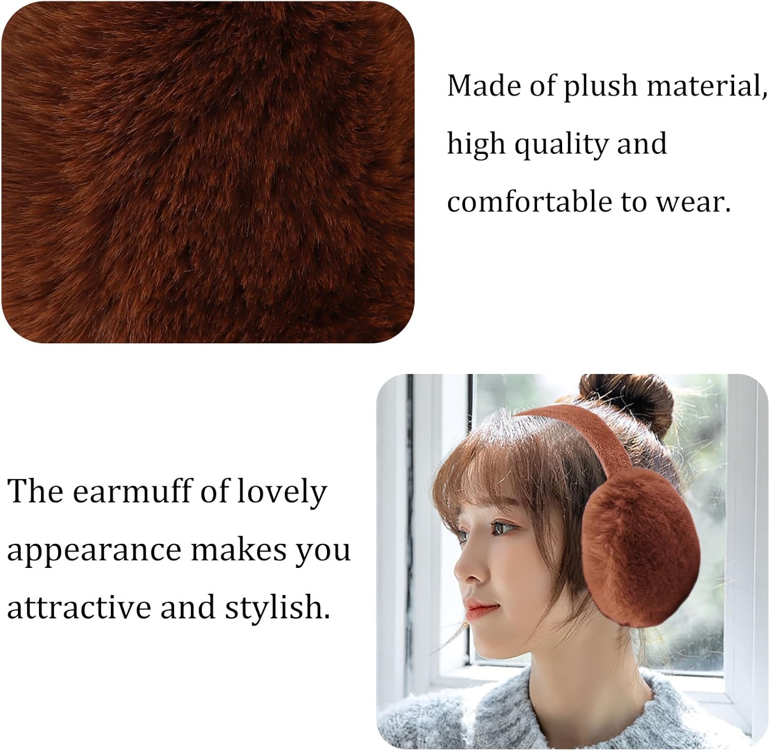 Yuoahcn Women Winter Ear Muffs Faux Fur Warm Earmuffs Lady Girls Plush Ear Warmers Outdoor Ear Covers Headband - Image 2