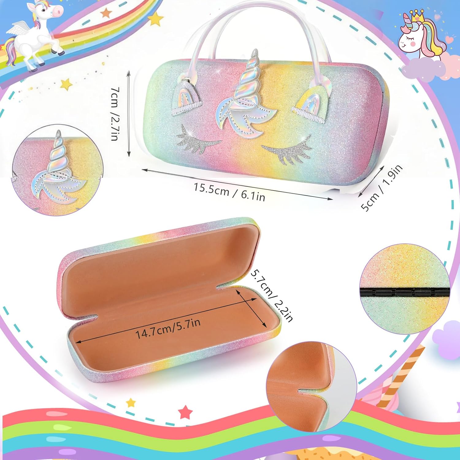 Kids Sunglasses Girls UV Protection Unicorn Heart Sunglasses with Kids Glasses Case Pouch
