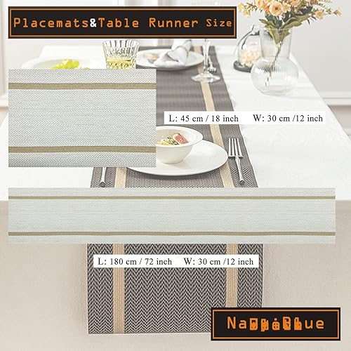 Miniatura 129 de PIGCHCY Juego de 6 manteles individuales beige de vinilo PVC duraderos para mesa de comedor, manteles individuales resistentes al calor, Beige -