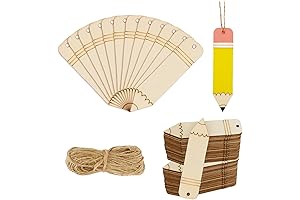 50 Pieces DIY Craft Cutout Back to School Wooden Pencil Shaped Hanging Ornaments