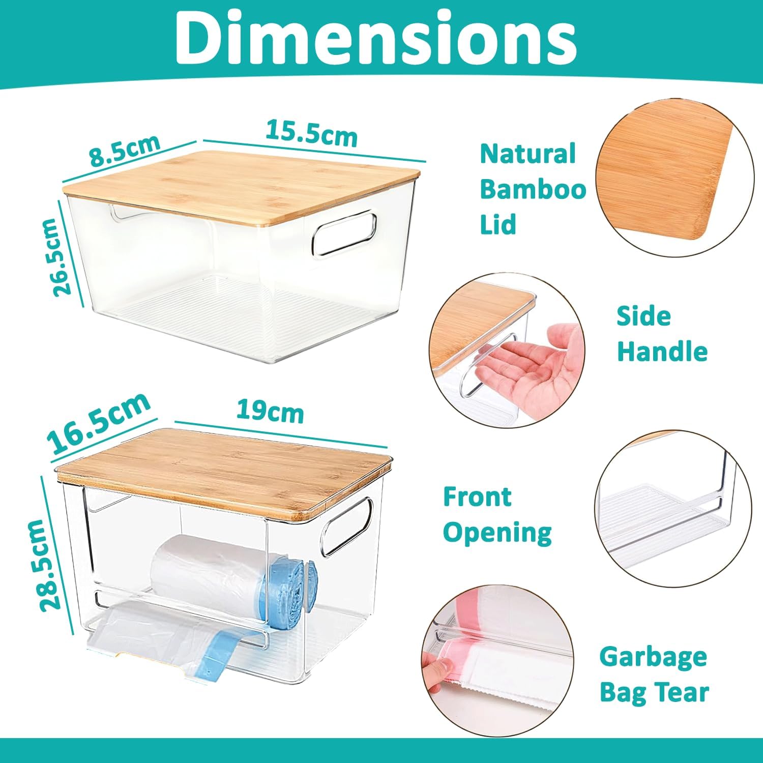 2 Pack Trash Bag Holder Dispenser for Kitchen, Laundry Room Trash Bag Holder, Acrylic Trash Bag Dispenser Extra Large for Kitchen, Laundry Room Under Sink Organization and Storage - Image 2