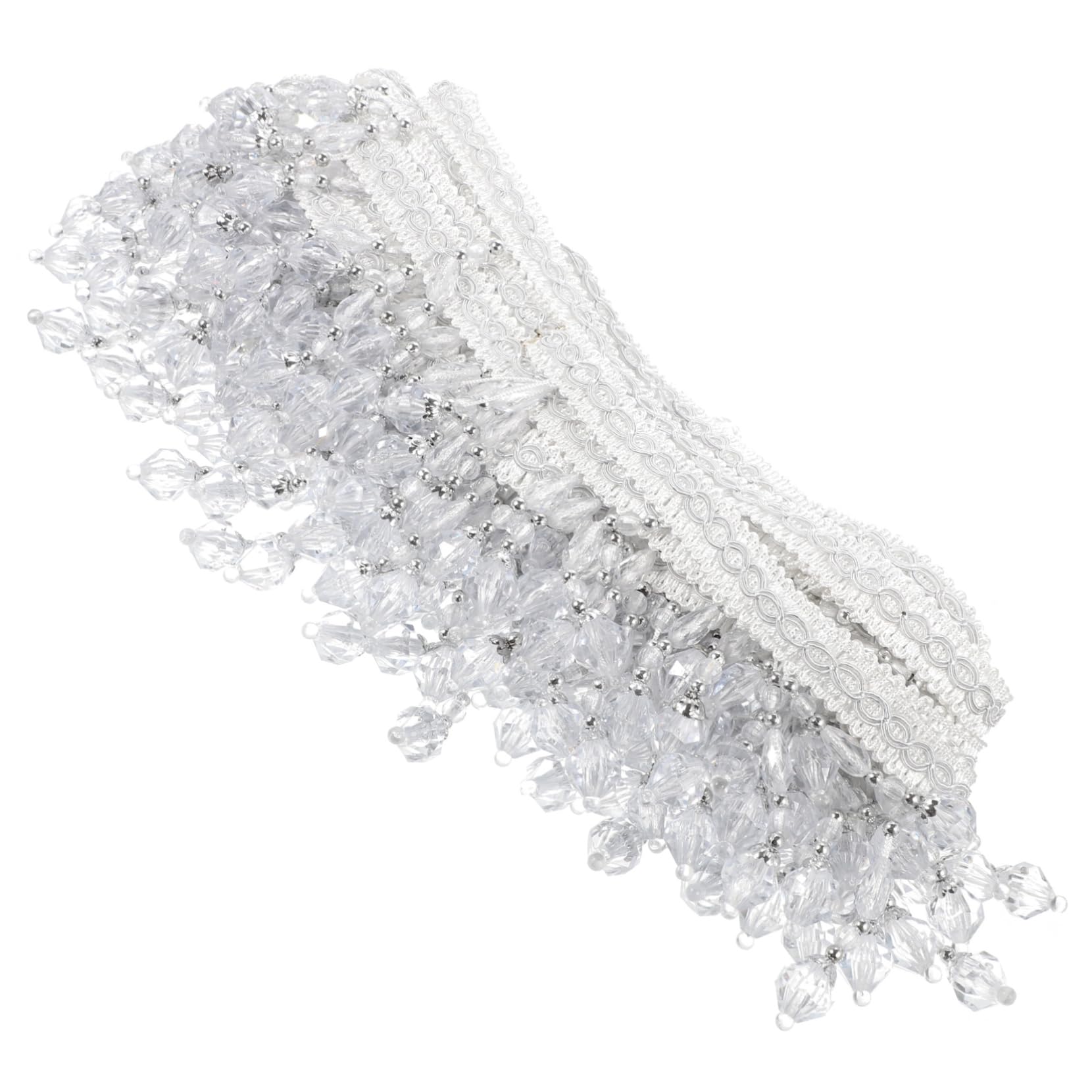 Bordure à franges perlées blanche de 11,5m pour la couture et décoration de rideaux