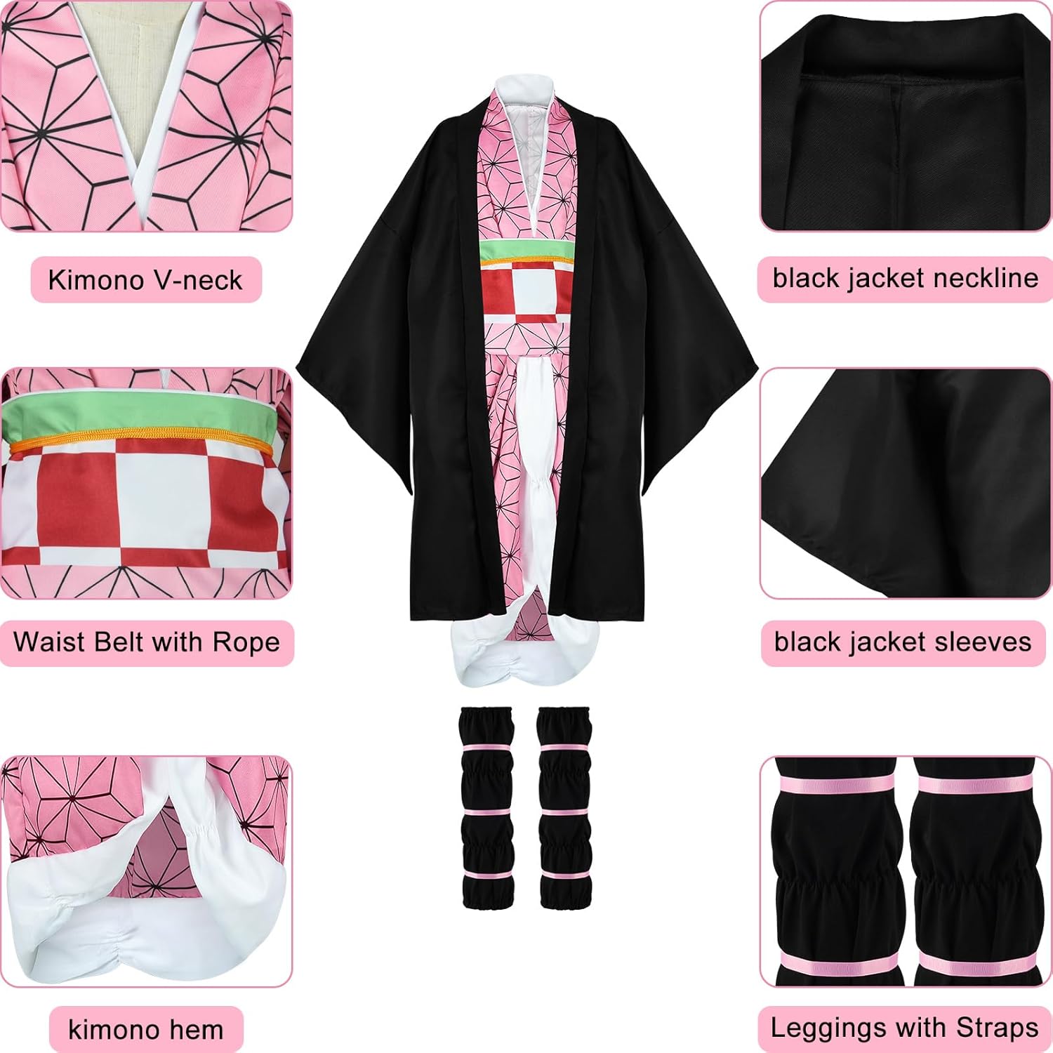 MEEZY 13 Pcs Japanese Anime Kimono Outfits Halloween Cosplay Costume for Adults - Image 3