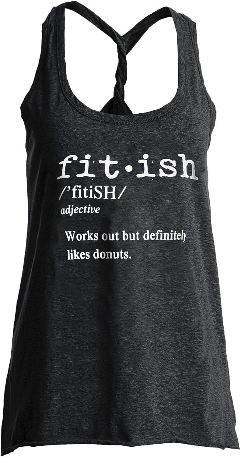 IRISGOD Womens Workout Tank Tops Summer Graphic Twisted Back Sleeveless Tops Athletic Gym Shirts