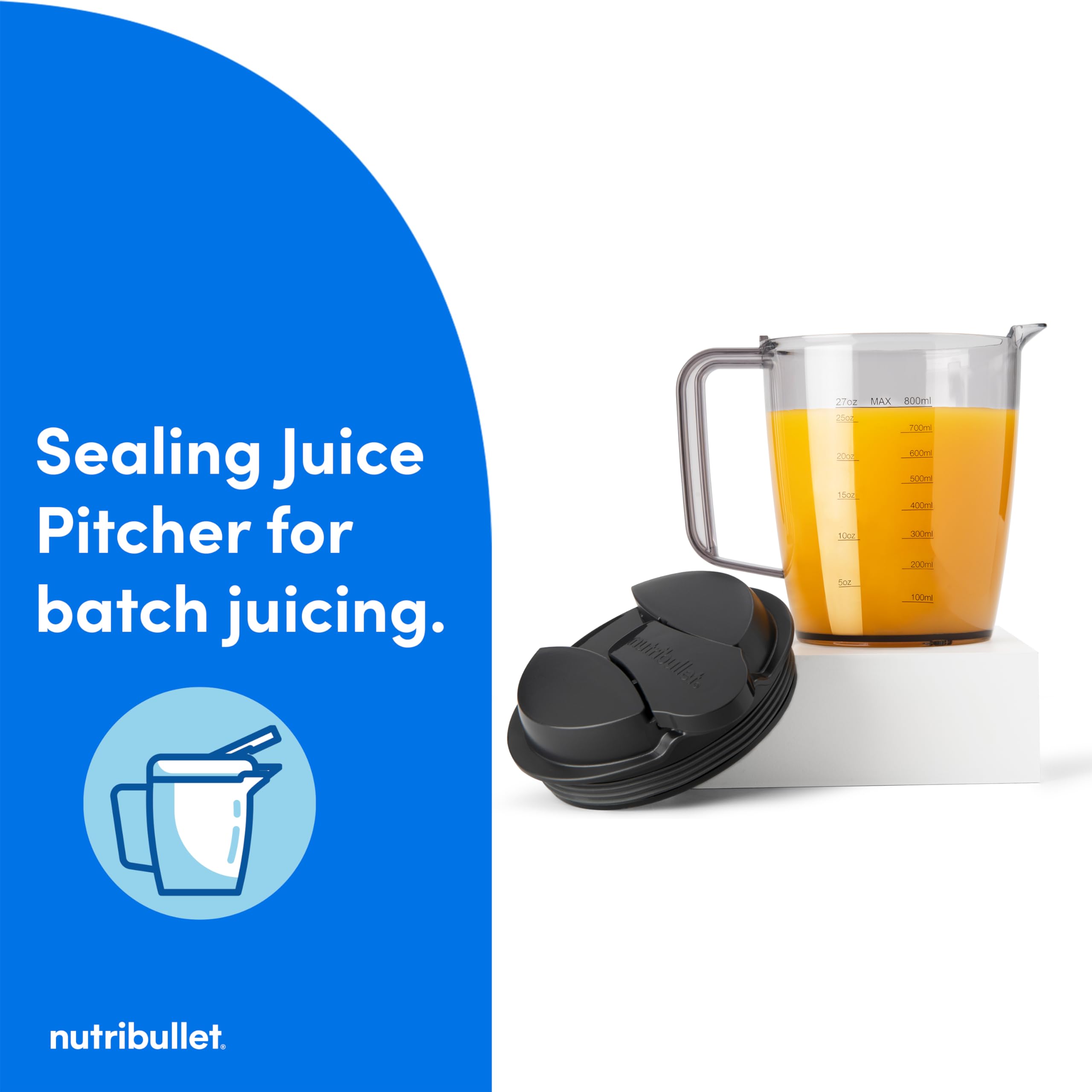 nutribullet Juicer 800W Juicer Large 3 Feed Chute for Whole Fruits and Vegetables 27oz Juice Pitcher .5L Pulp Container Dual Speeds BPA Free Gray NBJ50100 product thumbnail 6