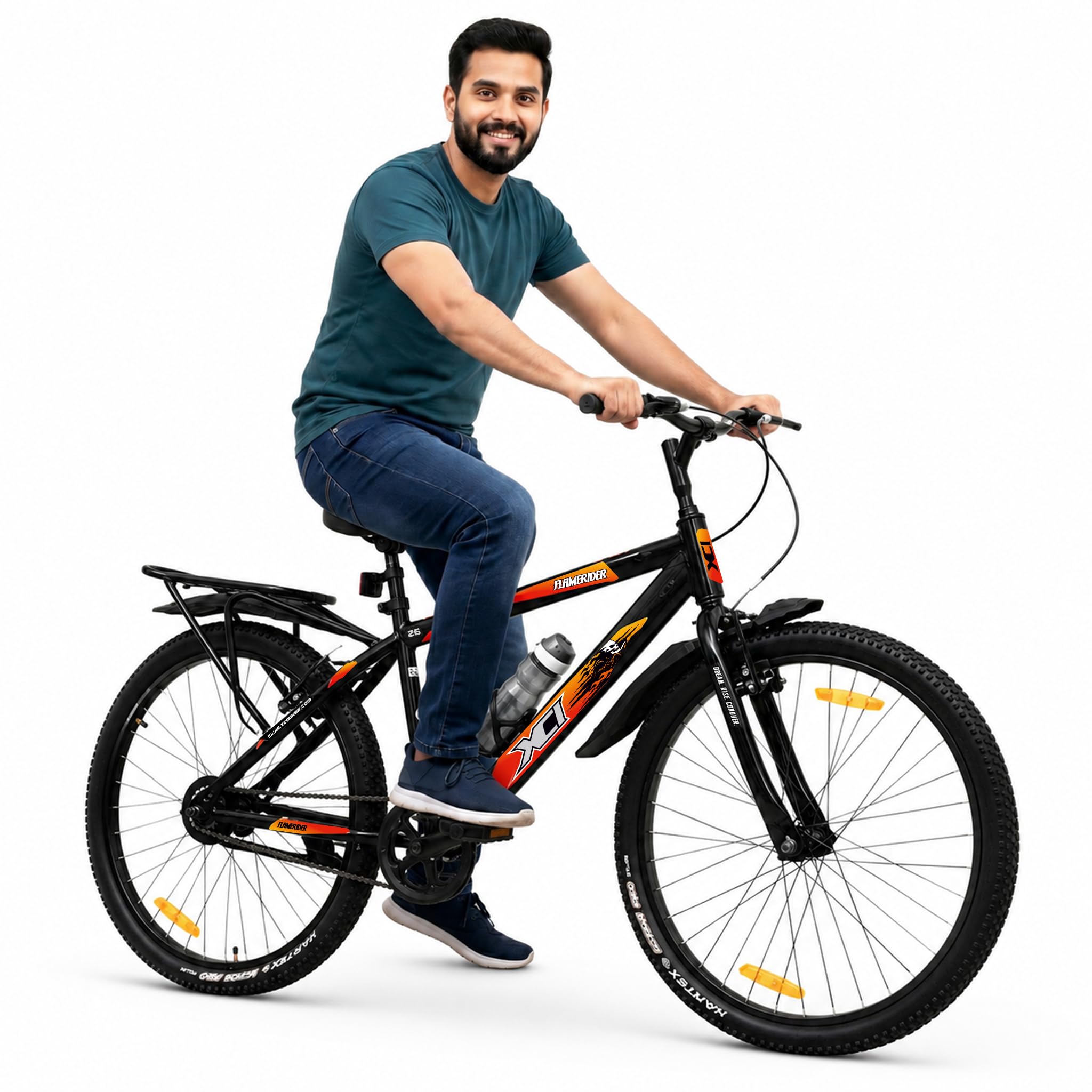 XCi Flamerider 26-Inch Tires Single Speed Rigid Suspension V-Brakes Youth 12+ Years 17-Inch Ultra Light Steel Frame Black Red Bicycle-picture-26