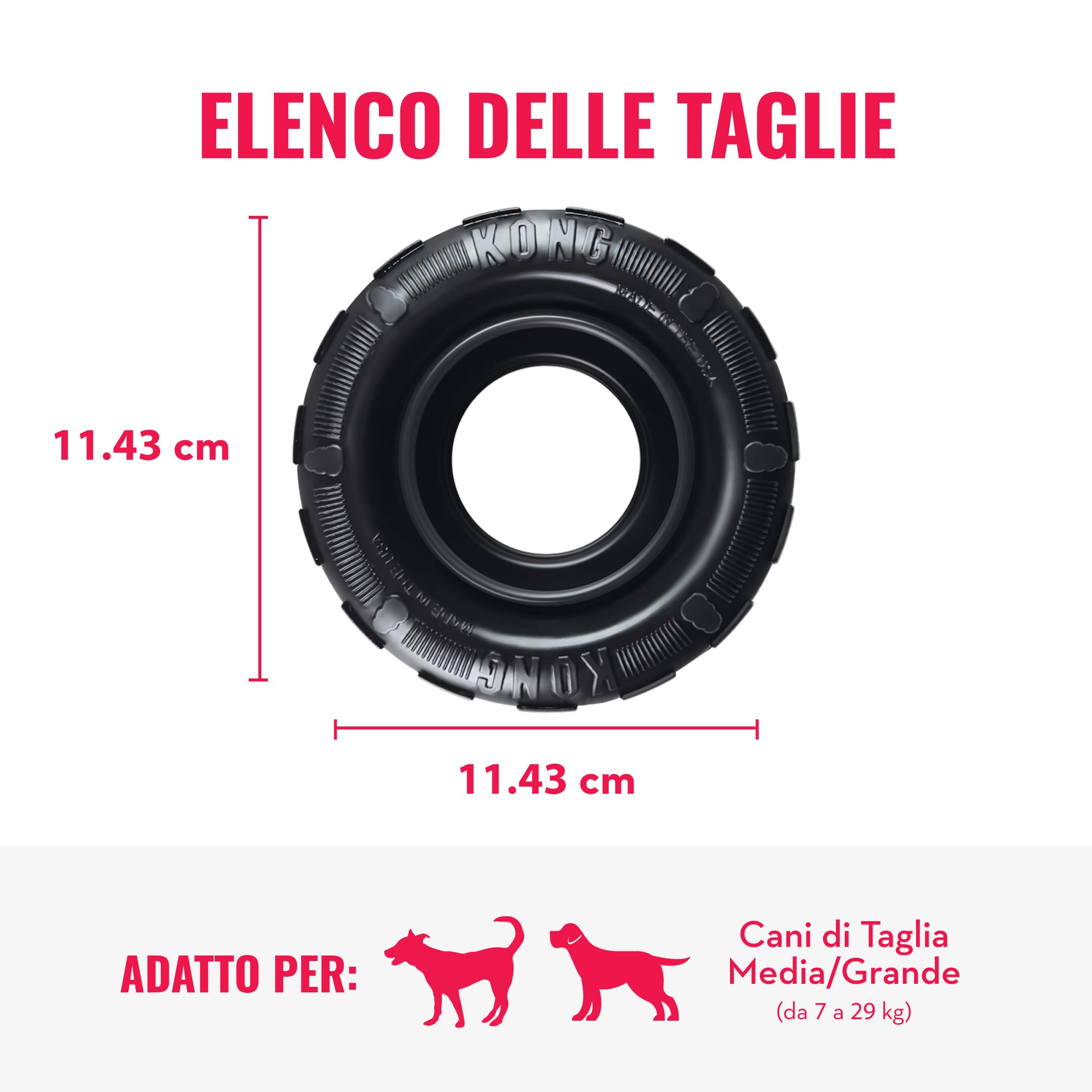 KONG Extreme Tires - Giocattolo per Cani in Gomma Naturale Durevole - Dispenser di Biscotti per Cani - Per Cani Di Taglia Media/Grande
