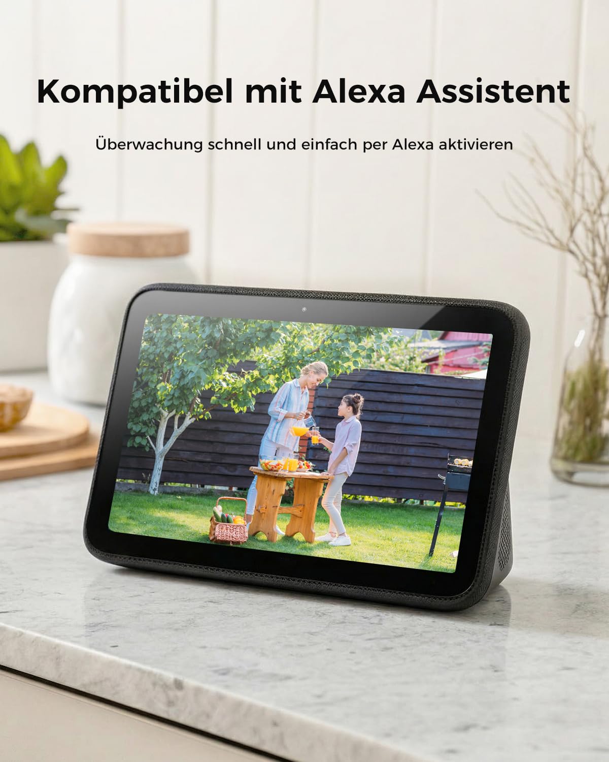 2K Überwachungskamera Aussen Solar - Akku, Kabellose 2,4GHz WLAN Kamera mit Integriertem Solarpanel, 350° Rundum-Überwachung, KI-Erkennung, Farbnachtsicht und 2-Wege-Audio,IP66 Wetterfest