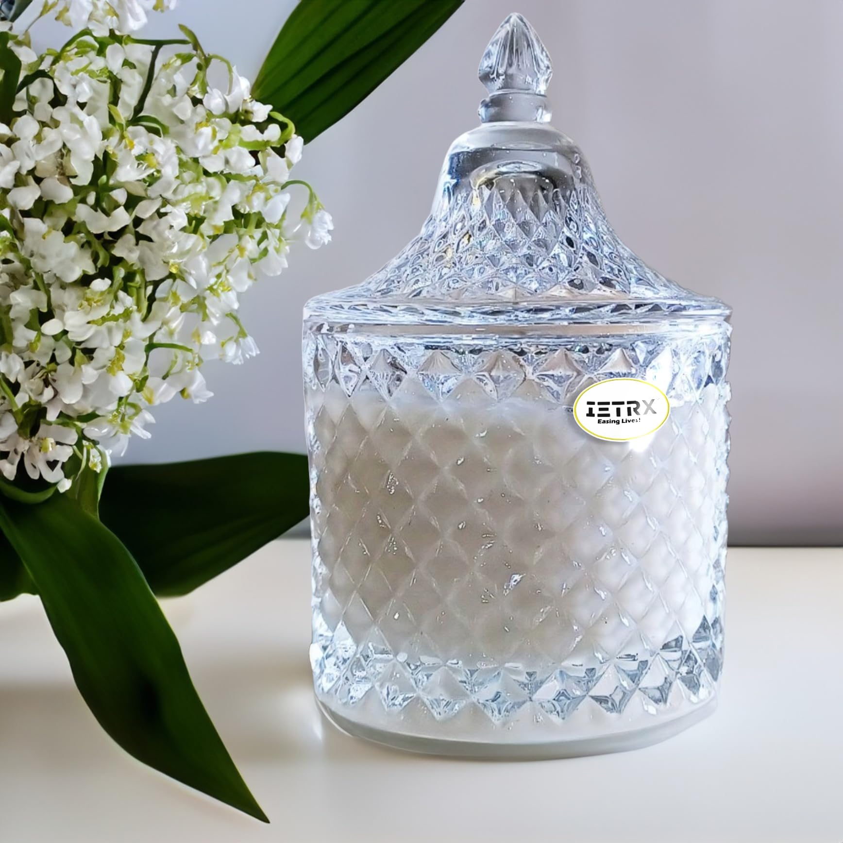 IETRX - Sandalwood Scented Candle Crystal Jar - Hand Made