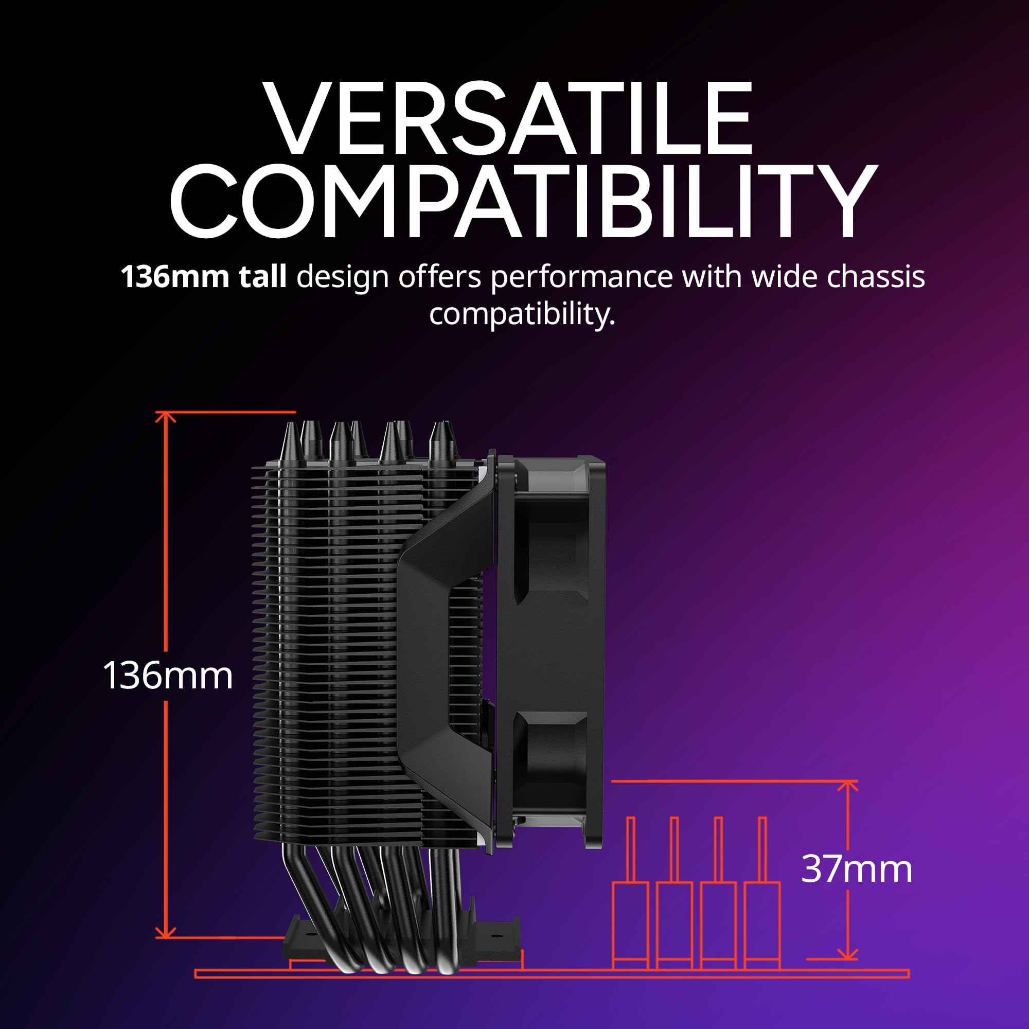 Cooler Master Hyper 411 Nano CPU Air Cooler, SickleFlow 92 PWM Fan, 4 Copper Heat Pipes, 136mm Tall, Sleek Top Cover, AMD Ryzen AM5|AM4, Intel LGA 1851|1700 Brackets