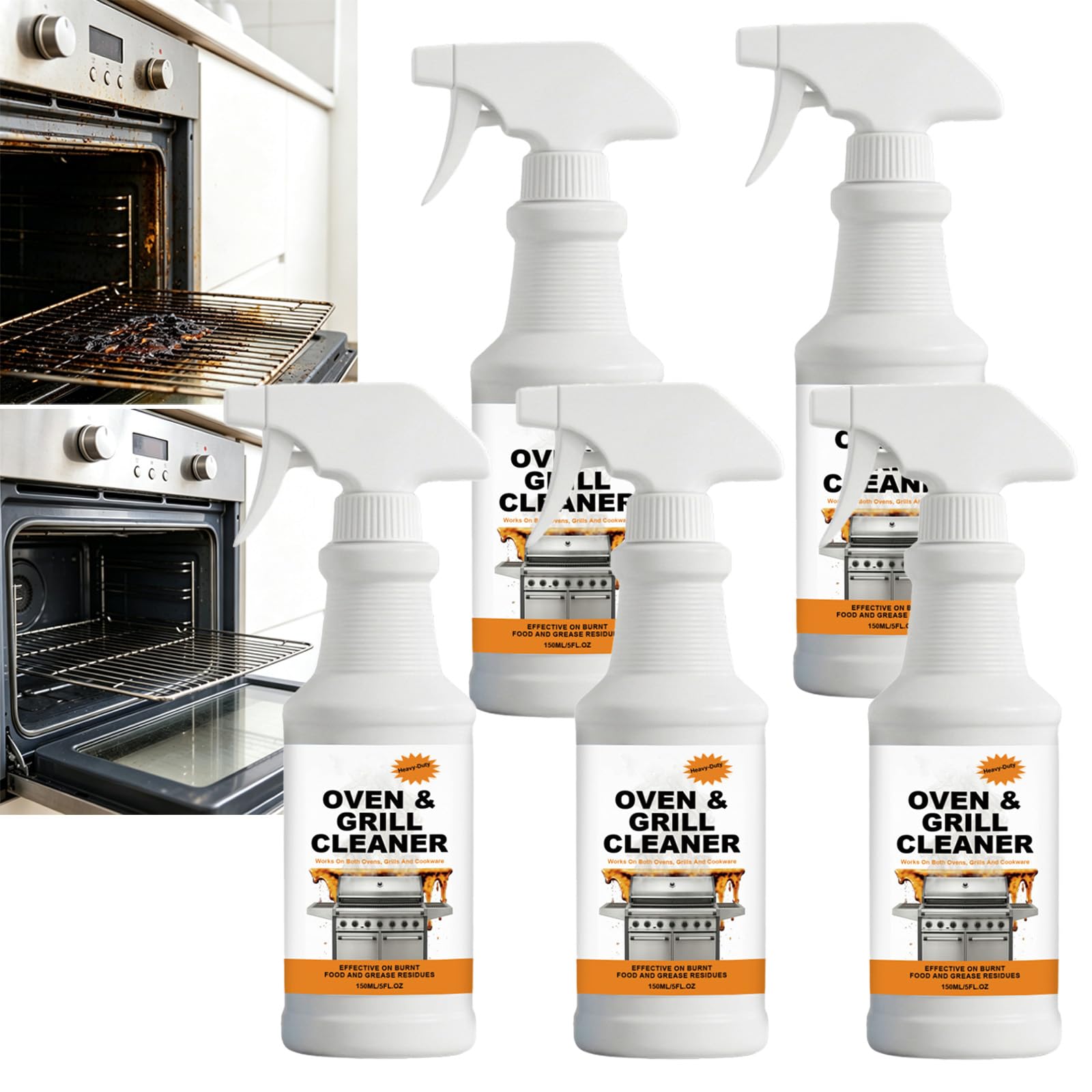 Multiuso Forno e Griglia Detergente Spray - Schiuma Pesante Sgrassante per la Cucina, Multiuso Pesante Sgrassante Smacchiatore per Forno, Potente Elettrodomestico Detergente Spray. (5pcs)