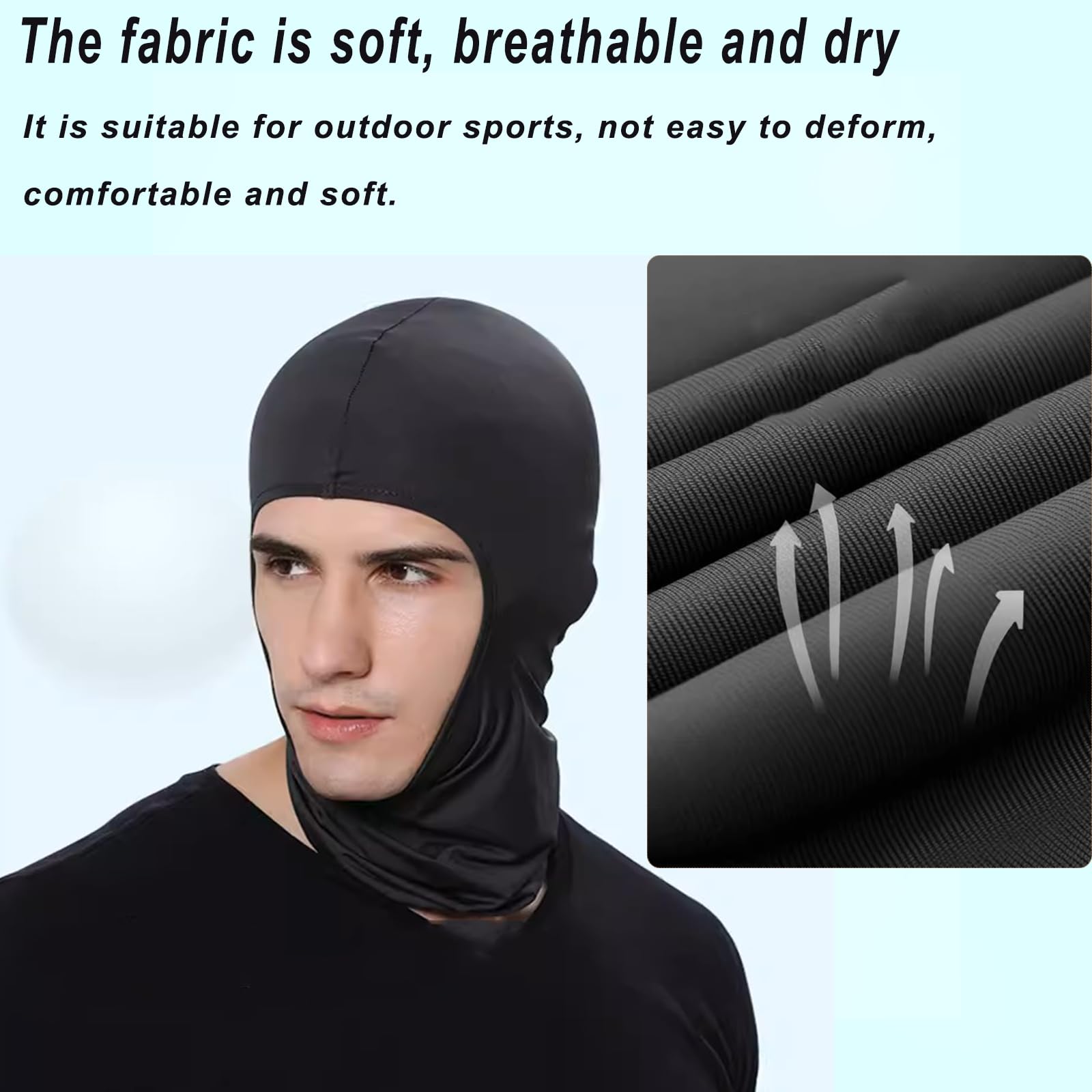 2 Pieces UV Balaclava Ski Mask Protection Face Mask Cycling mask Motorcycle mask Windproof Breathable Motorcycle Hood Outdoor Cycling Hiking Sports Men Women (Black)