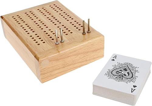 WE Games Juego de mesa de madera de viaje de 4.75 pulgadas, pequeña tabla de viaje de 2 pistas con almacenamiento de tarjetas, incluye cubierta y
