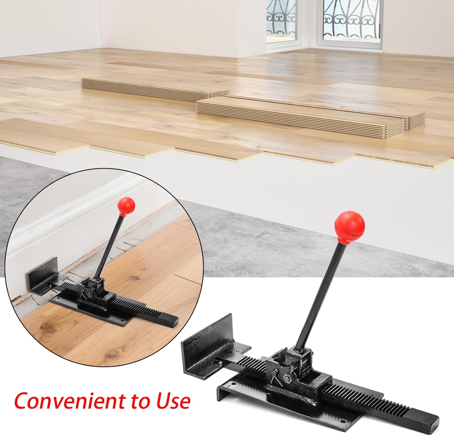Yesland Flooring Jack, Professional Hardwood Flooring Jack and Positioning Tool for Straightening and Installing Laminate Hardwood Wood Tile Floor Without Pry Bars and Crowbars, Black