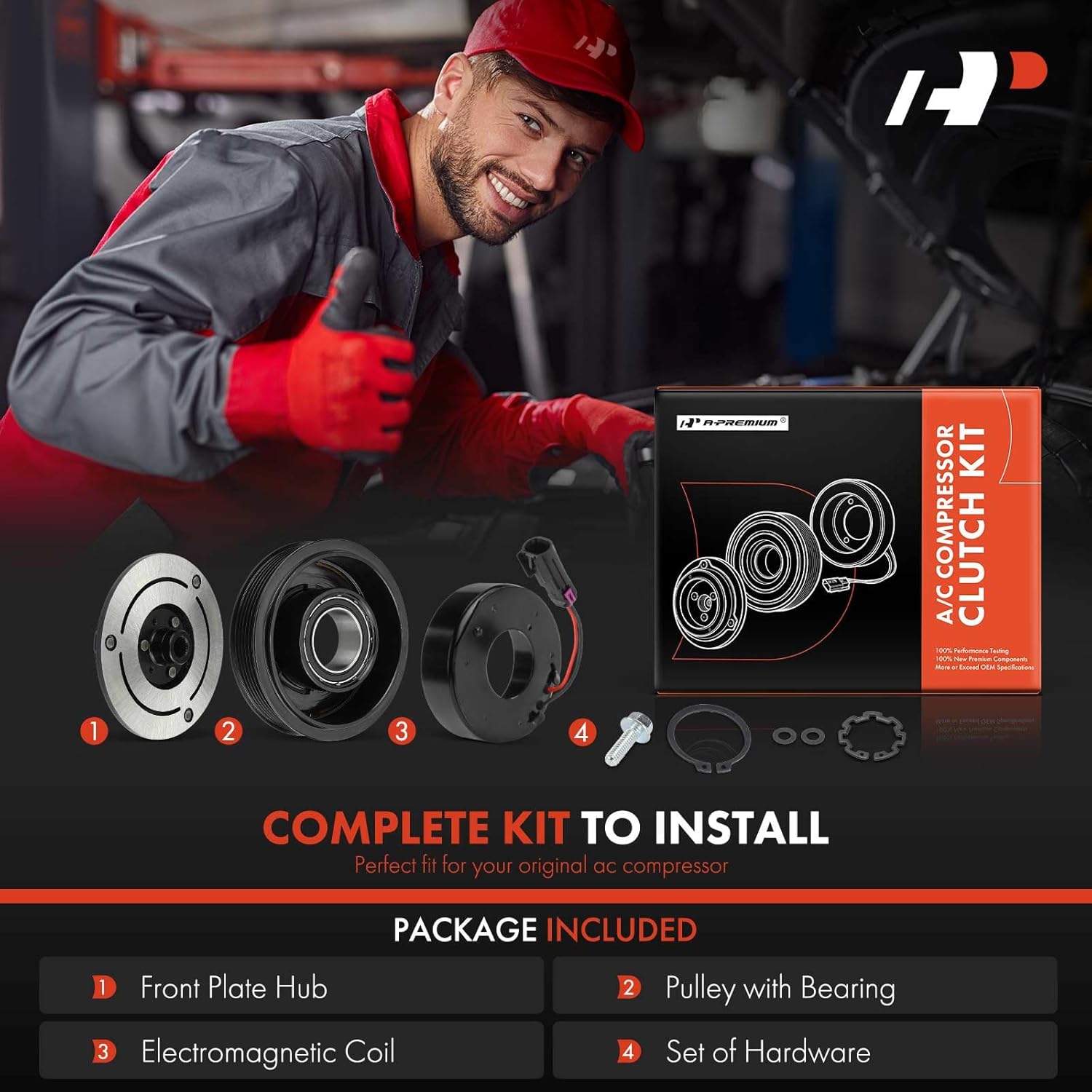 A-Premium Air Conditioner AC Compressor Clutch Kit Compatible with Ford Fusion 2010-2012 & Lincoln MKZ 2007-2012, 3.5L