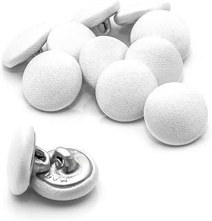 Lakesstory 12 Pcs White Satin Tuxedo Buttons, 0.75 inch, 19 mm, 30L, Round, Shank, Wedding Dress, Blouse, Skirts, DIY Crafts