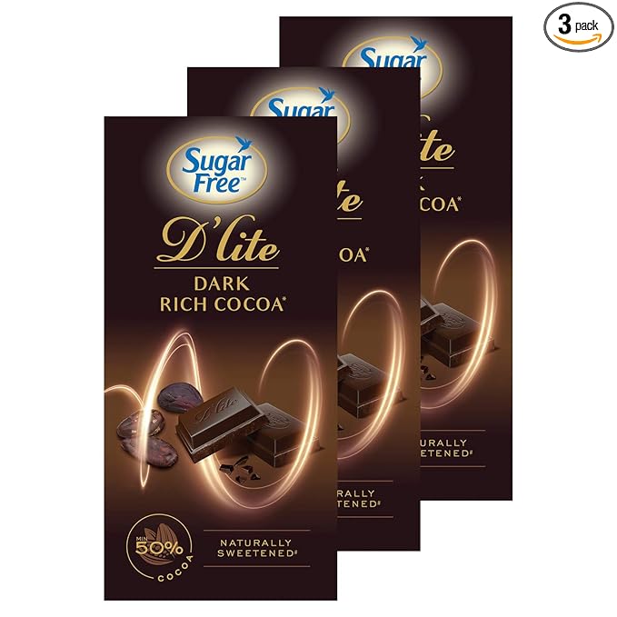 Sugar Free D'lite Rich Cocoa Dark Chocolate Bar, 80g (Pack of 3