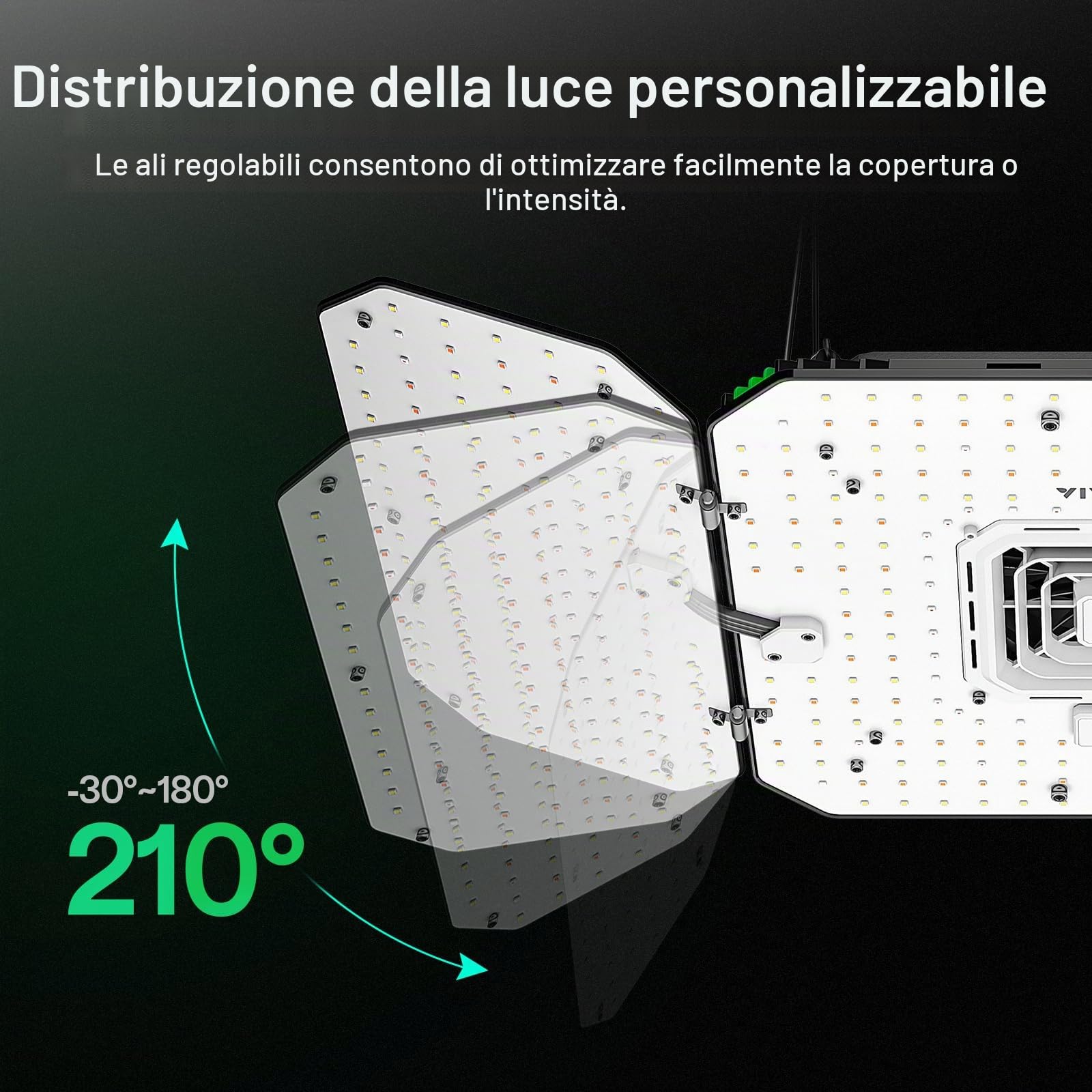 Vivosun AeroLight Wing AW200, Spettro Regolabile, Luce Da Coltivazione LED 200W Con Ventola Di Circolazione Integrata E Controller Growhub E42A, Diodi Samsung LM301B, Compatibile Con App & E25