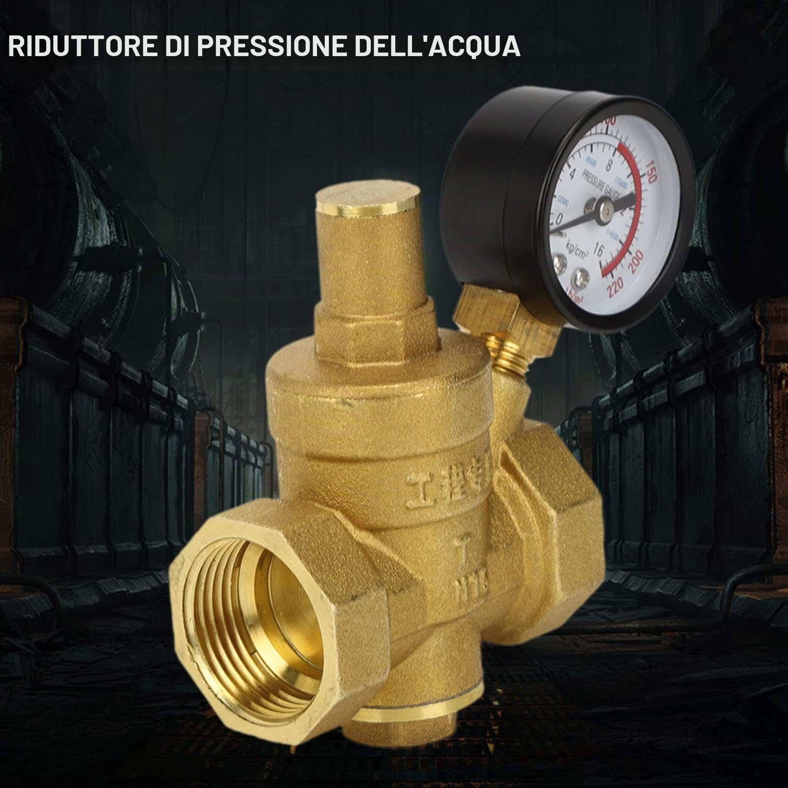 DN25 Ottone Regolatore di Pressione Acqua Regolabile Riduttore Manometro,