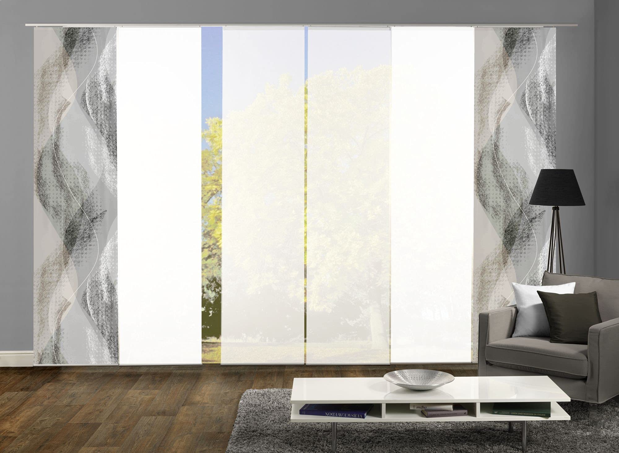 6er-Set Schiebevorhänge Amara Blickdicht, Höhe 245 cm, Stein