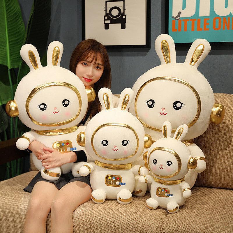 Kawaii Spazio Coniglio Peluche Giocattolo Carino Astronauta Coniglio Cuscino Farcito Peluche Animale Placare Bambola per Bambini/Ragazze Regalo 60 cm Bianco