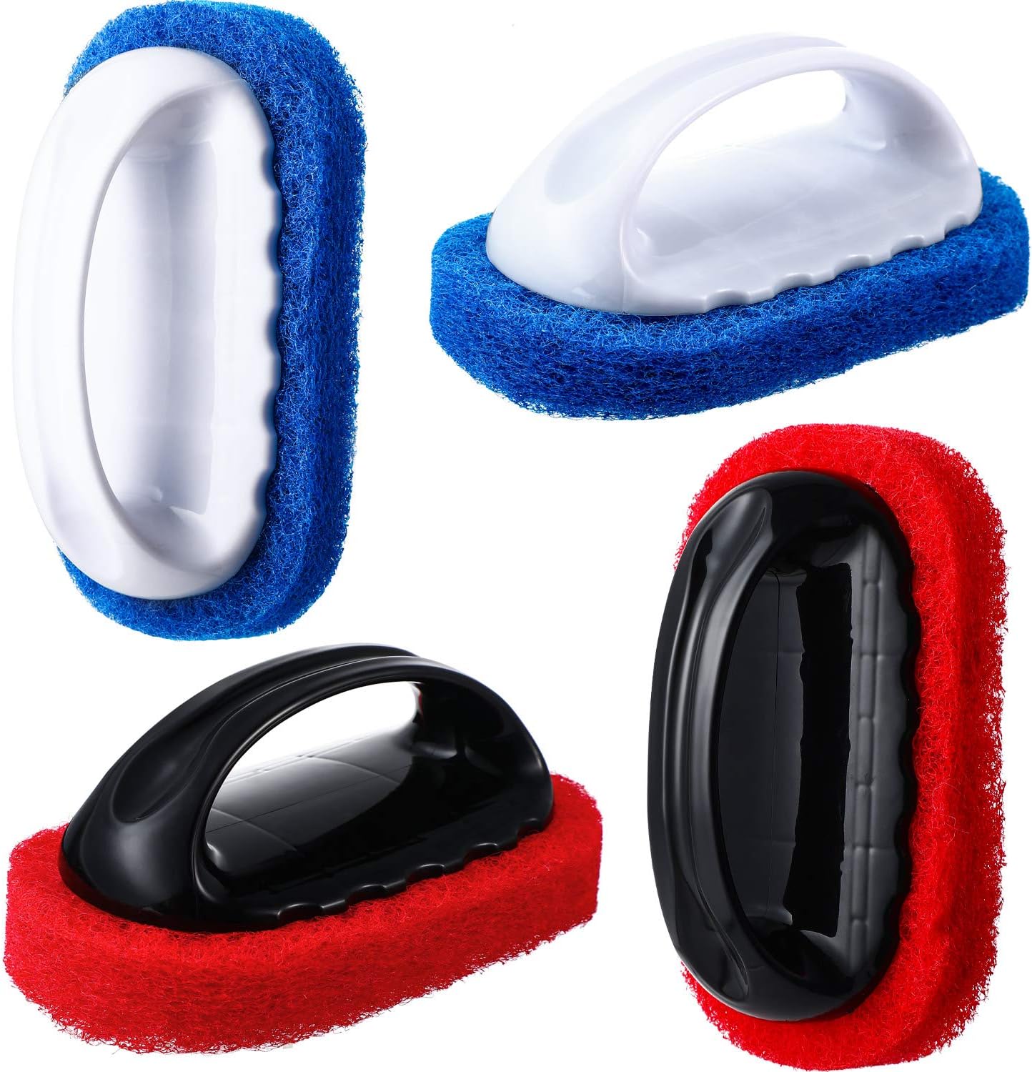 - 4 Pack Teak Brush Cleaner with Handle Teak Cleaning Brush Cleaning Scrub Scouring Pads Scrubbers for Simple Easy Polishing Refinishing Clean up Boat Accessories