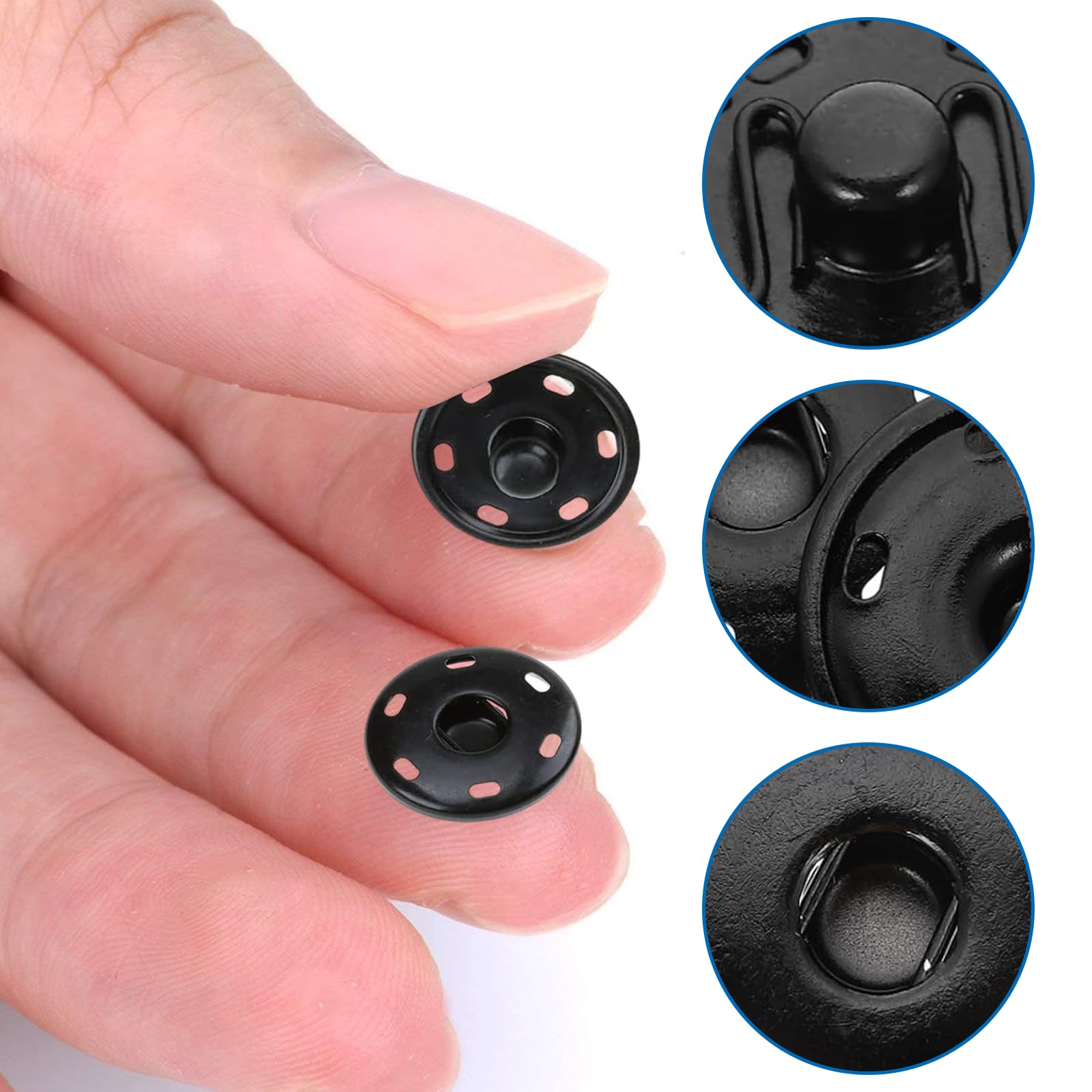 Set di 8 bottoni a pressione in metallo nero, 25 mm, in ottone, bottoni a pressione invisibili, bottoni a pressione per vestiti, cucito, fai da te