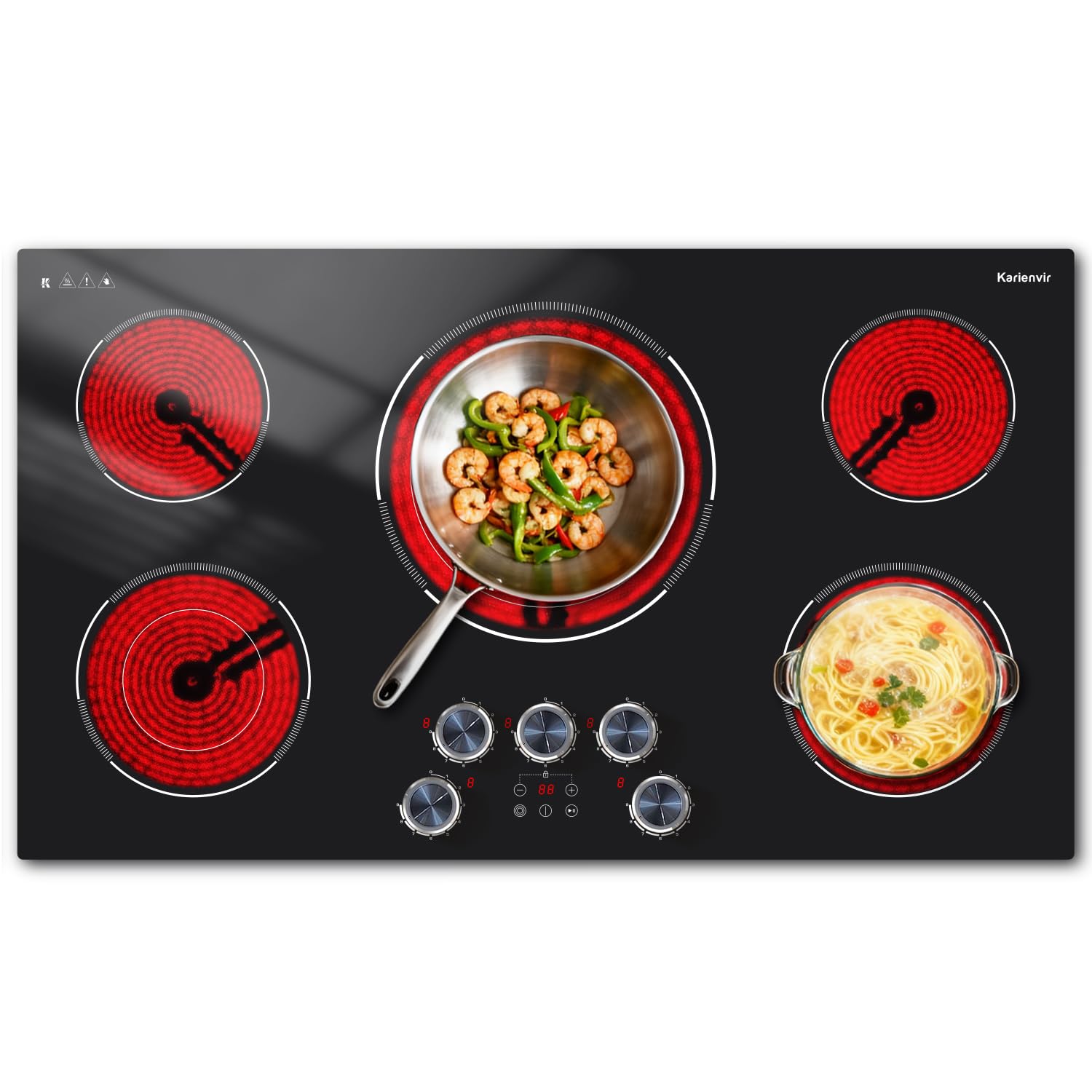 Photo 1 of Karienvir 36 Inch Electric Cooktop 5 Burner 9200W, Touch & Anti-slip Knob