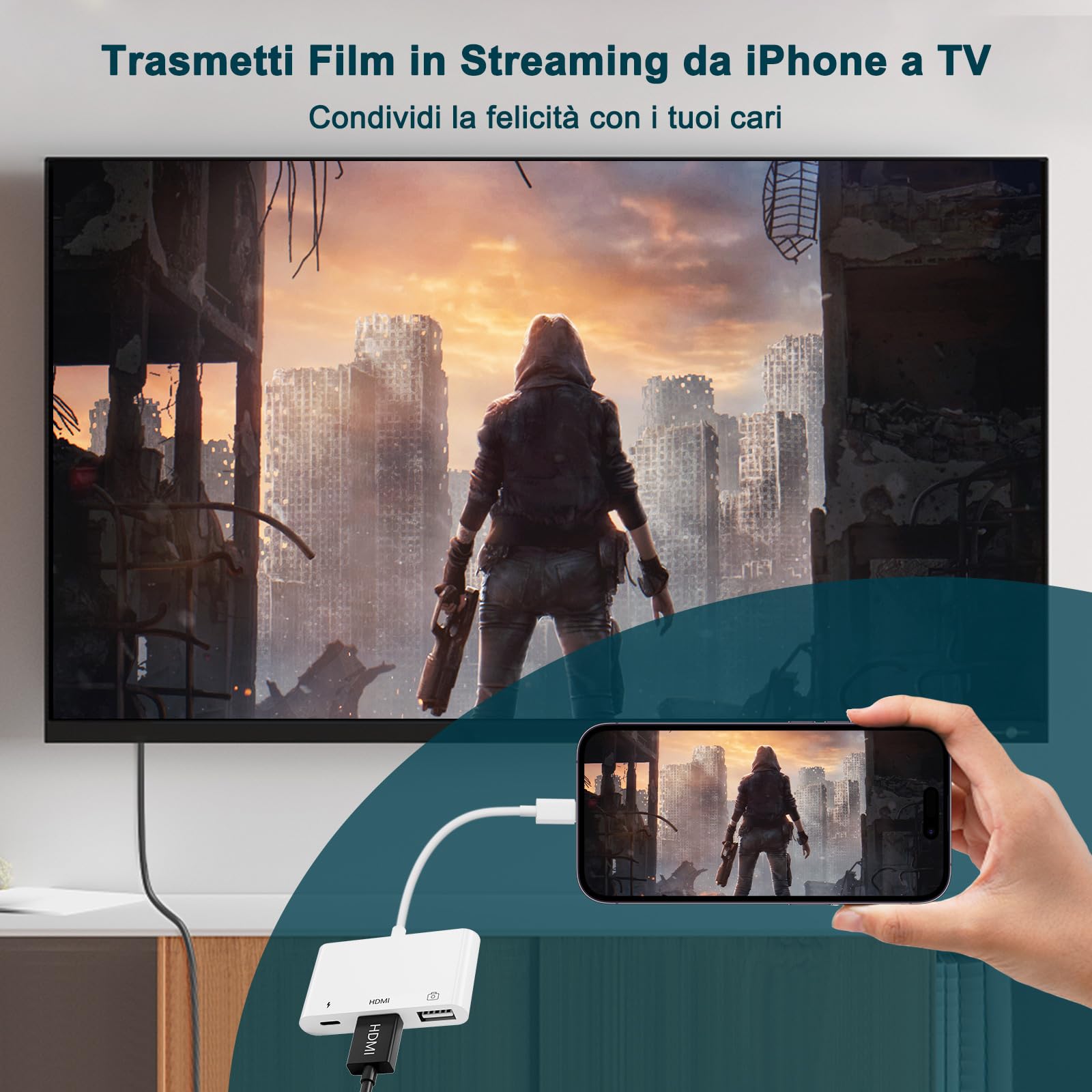 Uniytriox Unitrox Adattatore HDMI Cavo Digitale AV 1080P USB Adattatore Femmina OTG e Porta di Ricarica Supporto USB Flash Drive, Tastiera MIDI, Mouse, per iPhone 11 12 13 14 Xs XR X 8 7 6 5/Pad